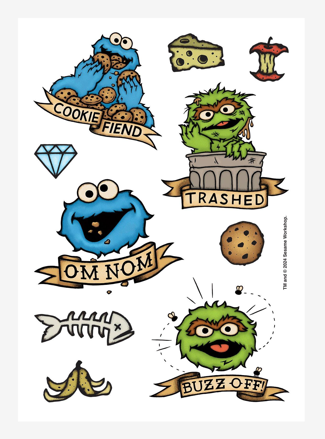 Sesame Street Cookie Monster And Oscar The Grouch Tattoo Flash Sticker Sheet, , hi-res