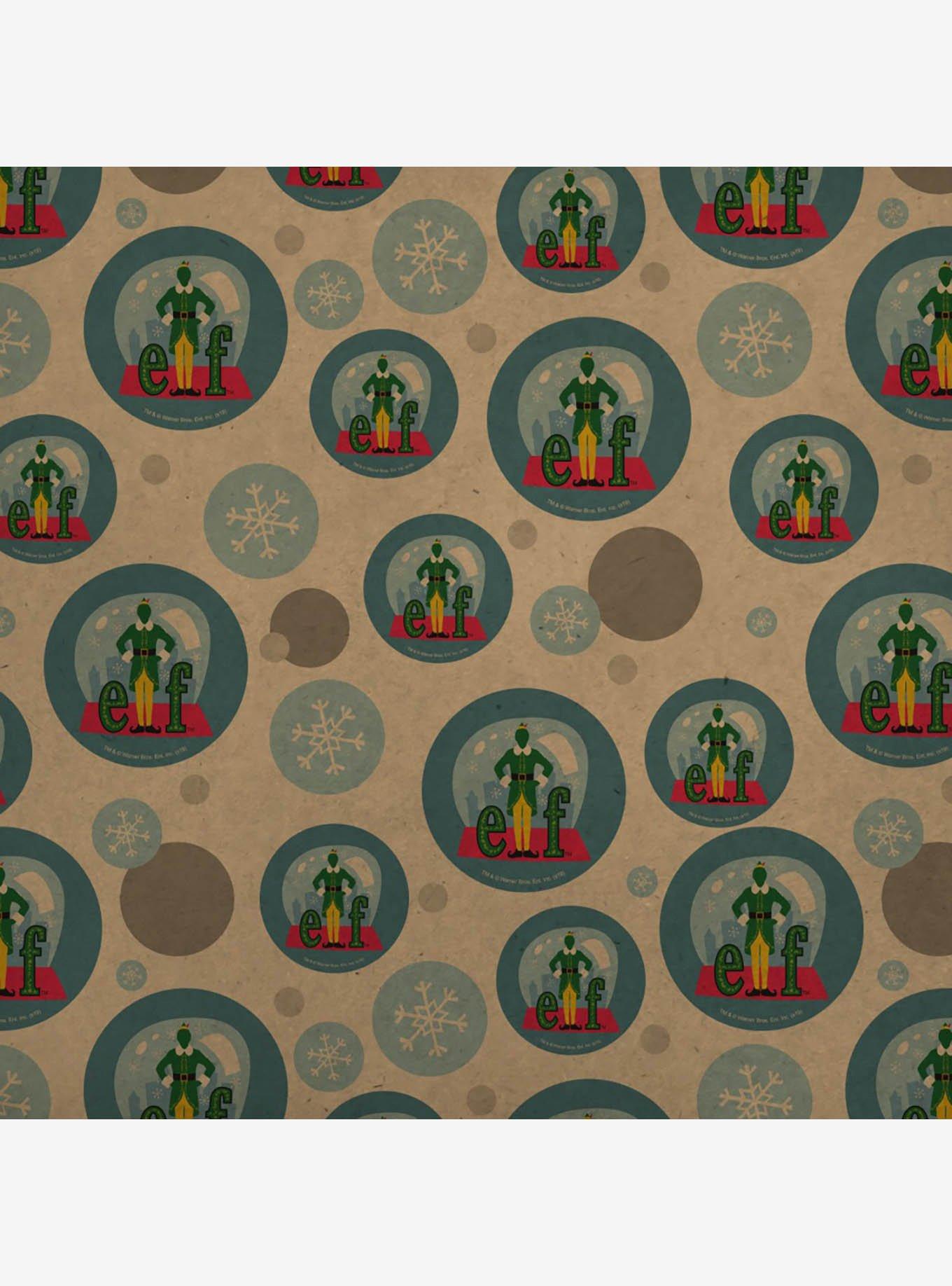 Elf Snow Globe Kraft Wrapping Paper, , hi-res