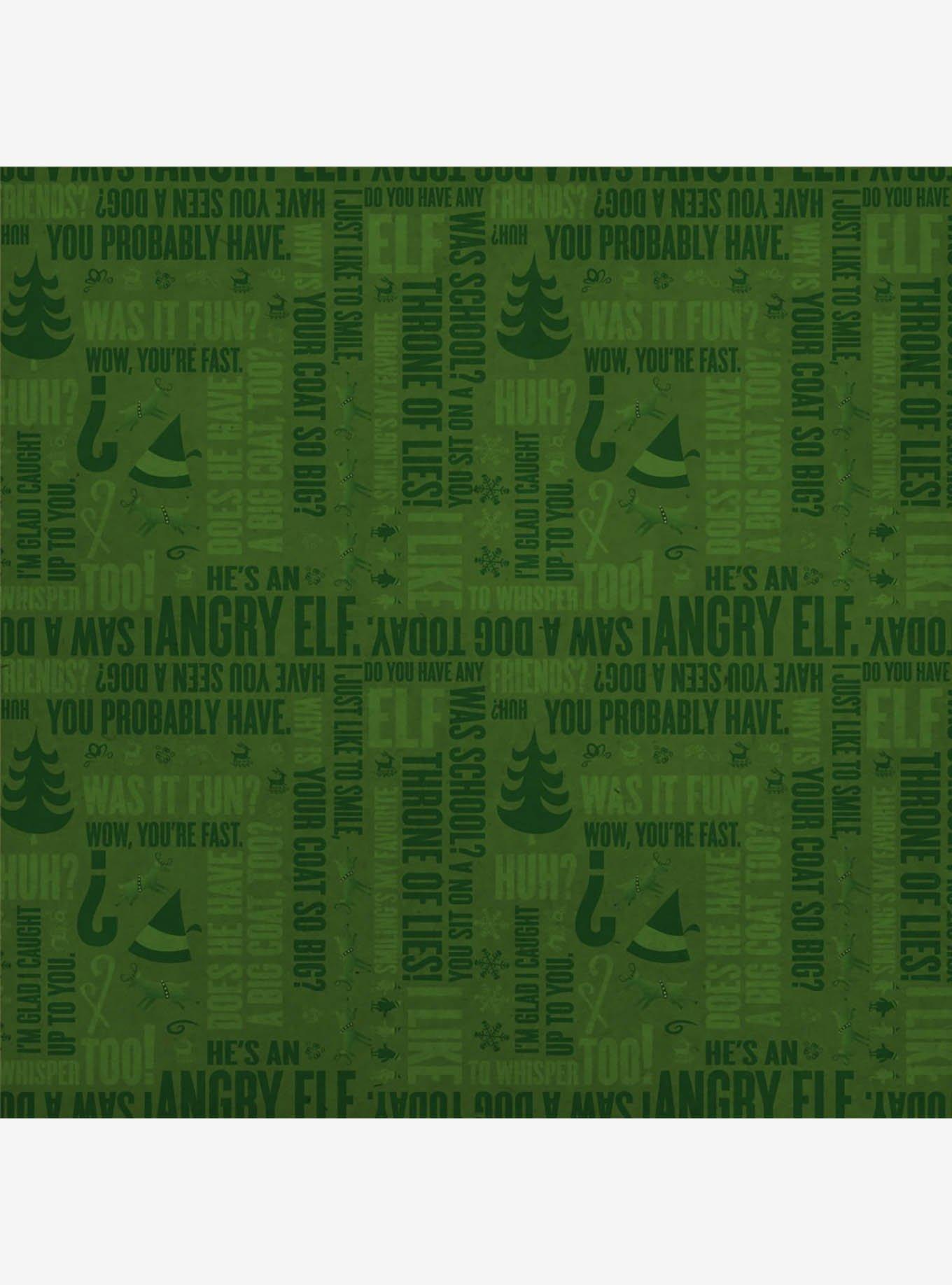 Elf Movie Quotes Repeating Pattern Kraft Wrapping Paper, , hi-res