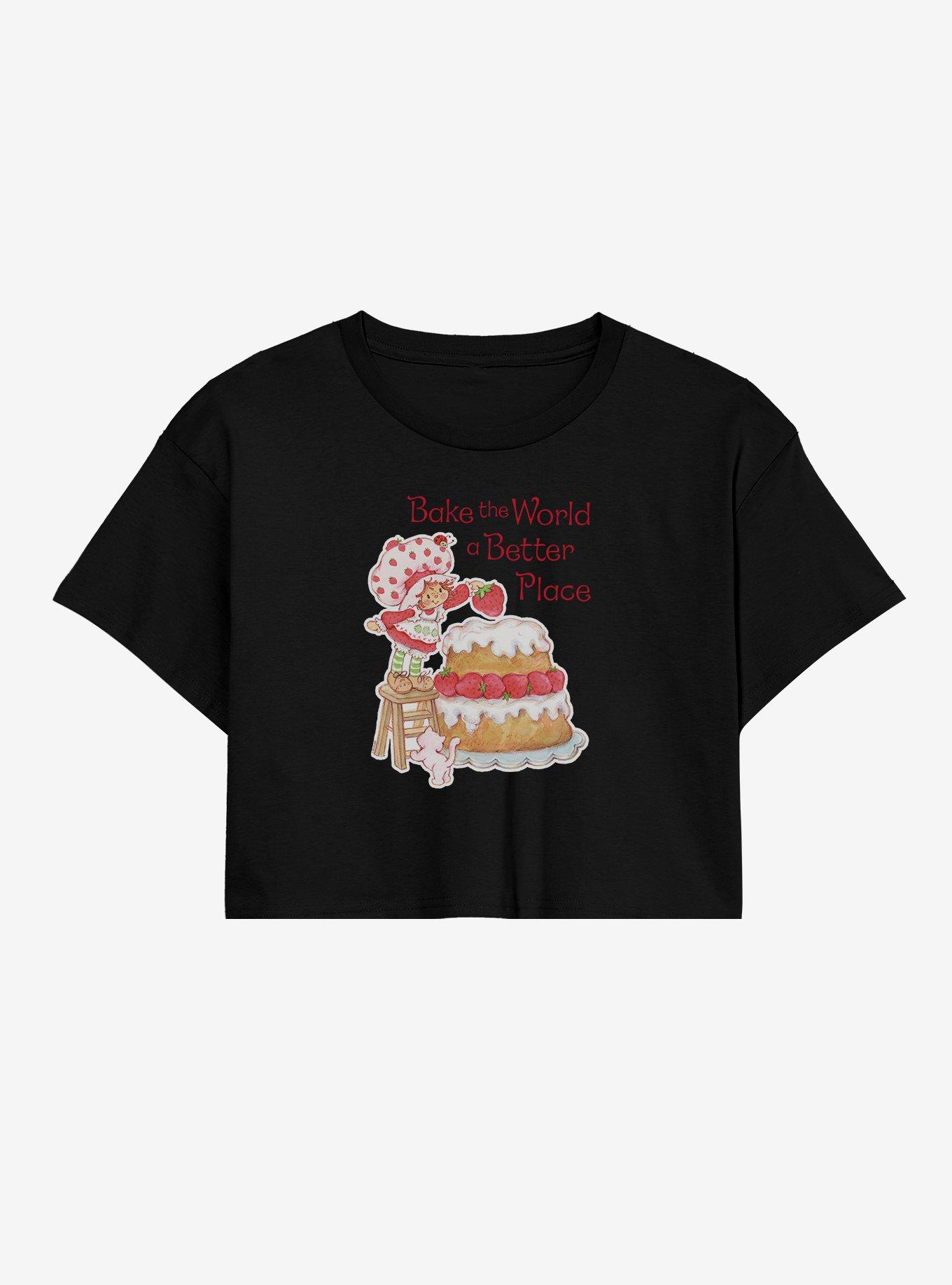 Strawberry Shortcake Bake The World A Better Place Womens Crop T-Shirt, , hi-res