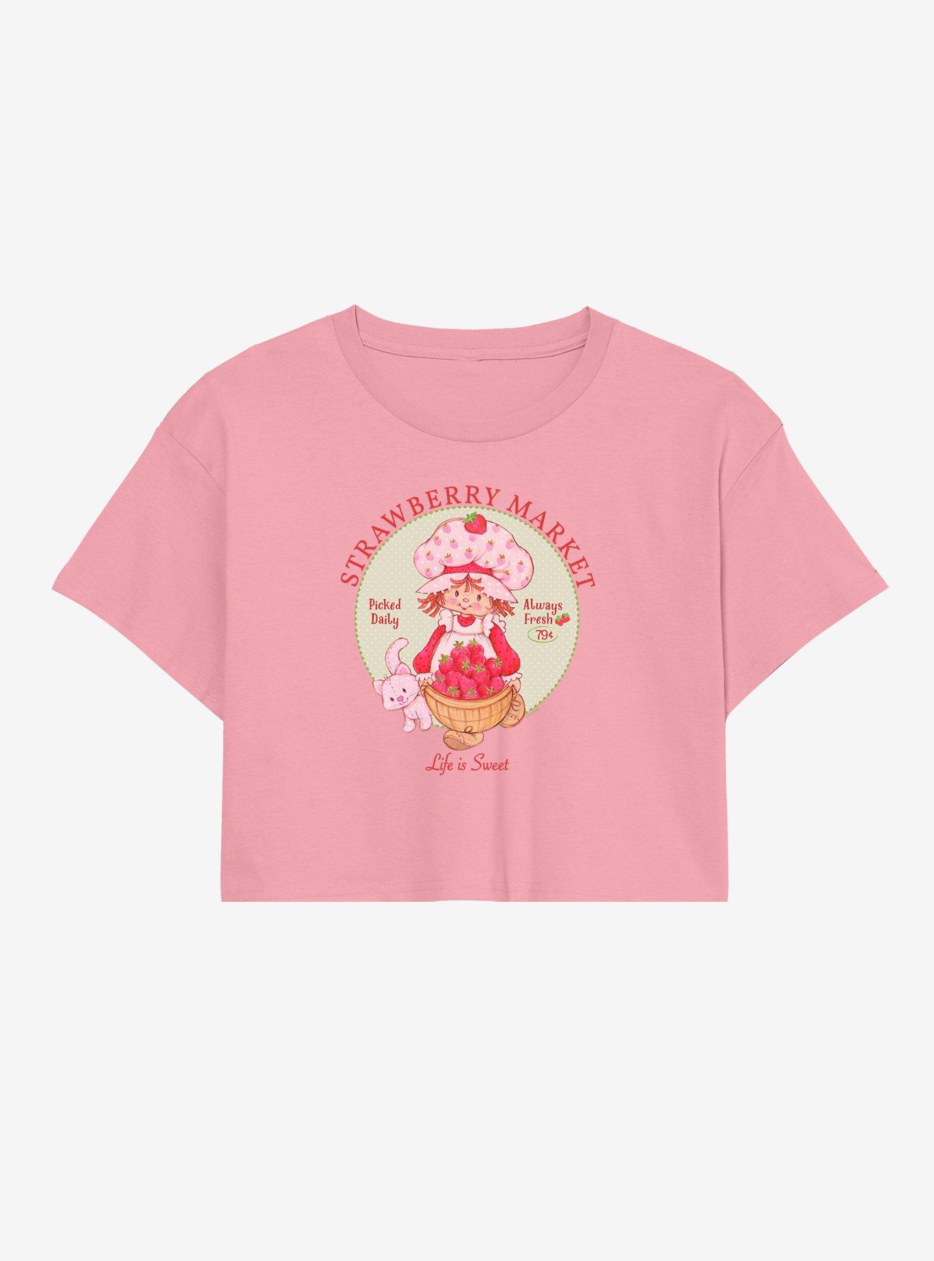 Strawberry Shortcake Strawberry Market Womens Crop T-Shirt, BUBBLEGUM, hi-res