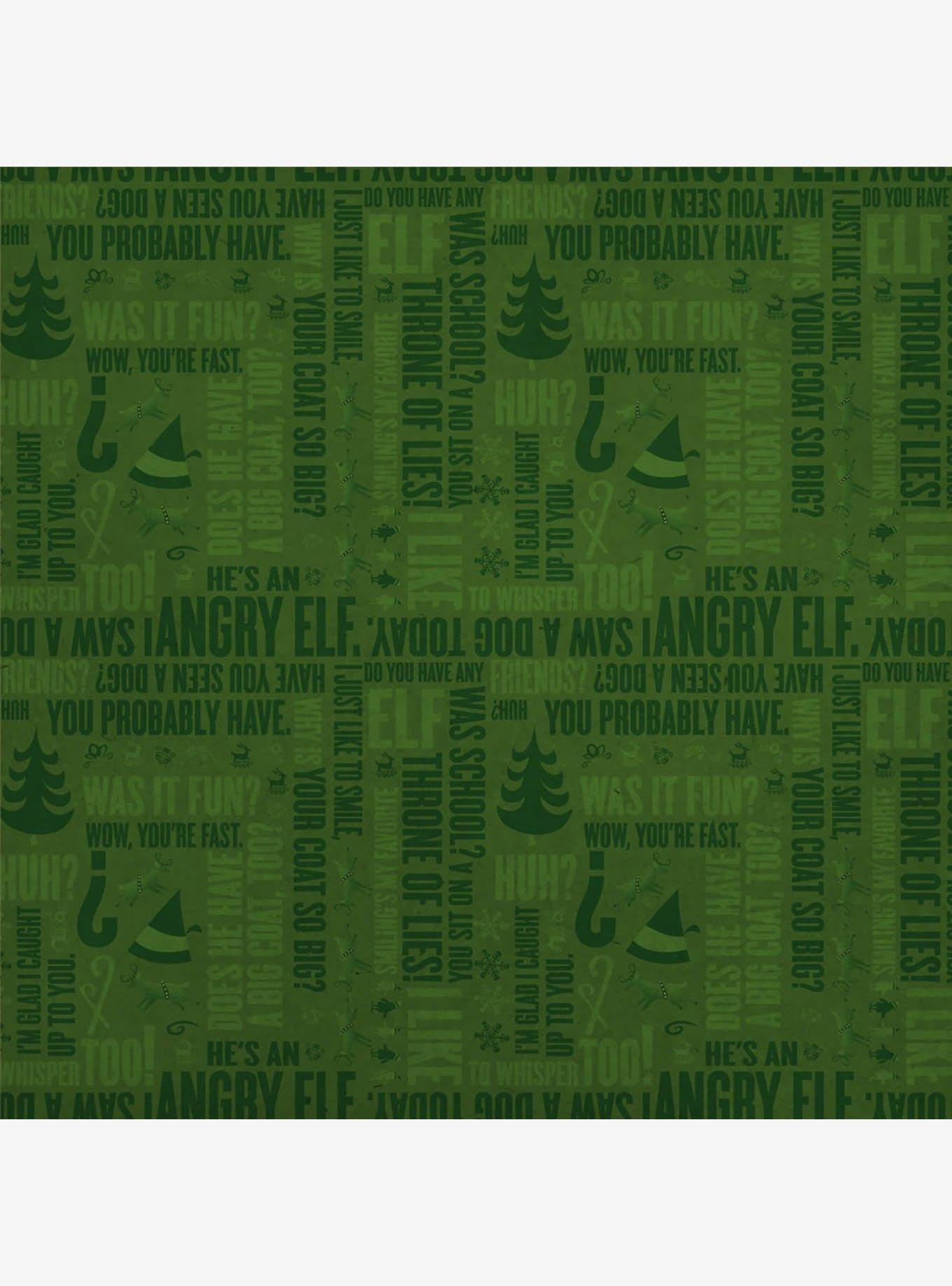 Elf Movie Quotes Repeating Pattern Kraft Wrapping Paper, , hi-res