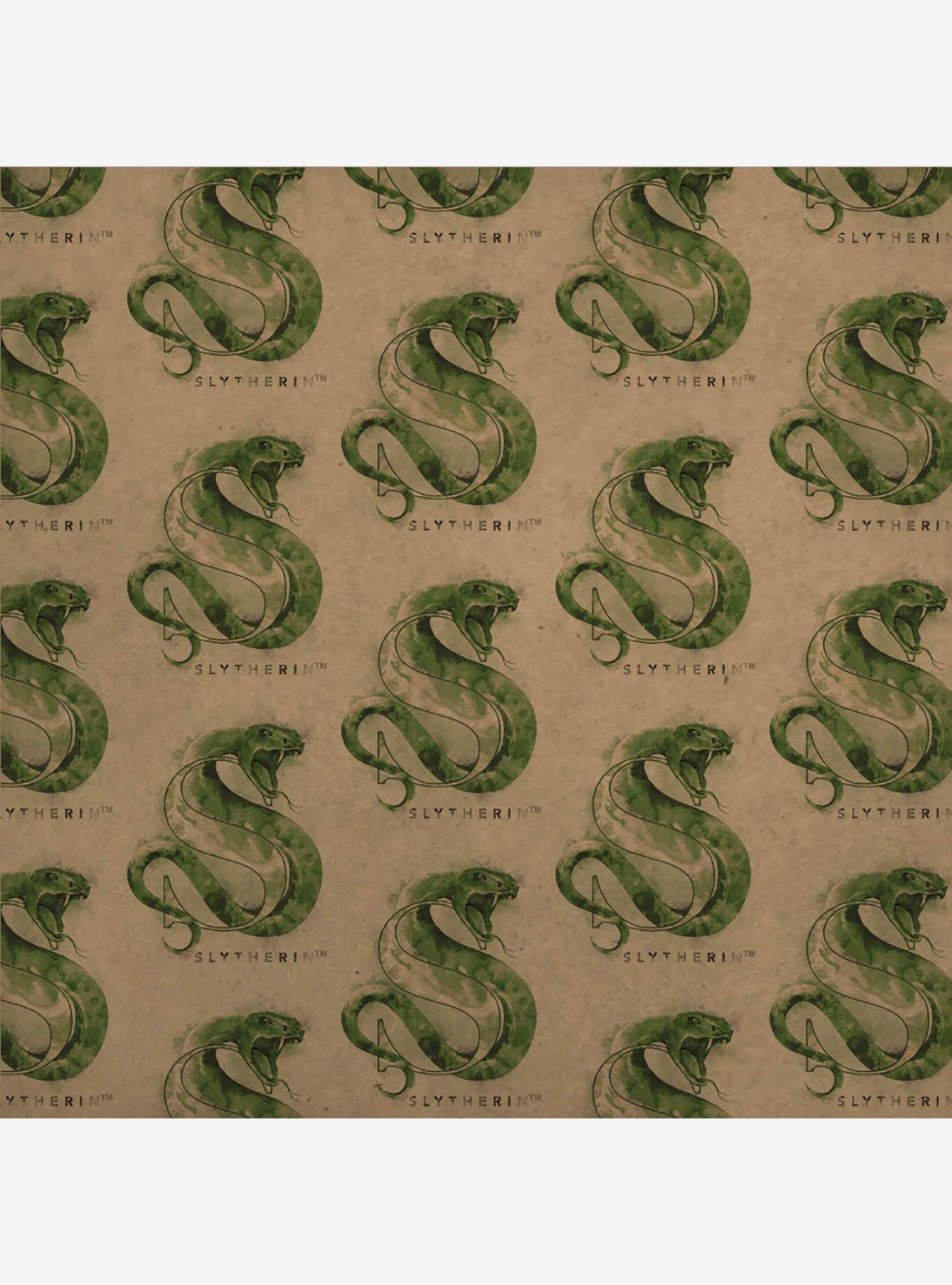 Harry Potter Slytherin Watercolor Crest Kraft Wrapping Paper, , hi-res