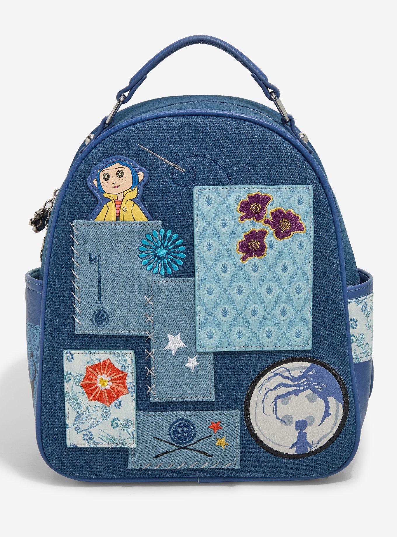 Coraline Patchwork Denim Mini Backpack, , hi-res