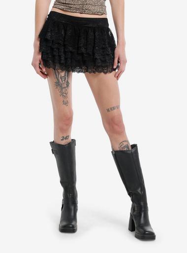 Black Lace Ruffled Skort | Hot Topic