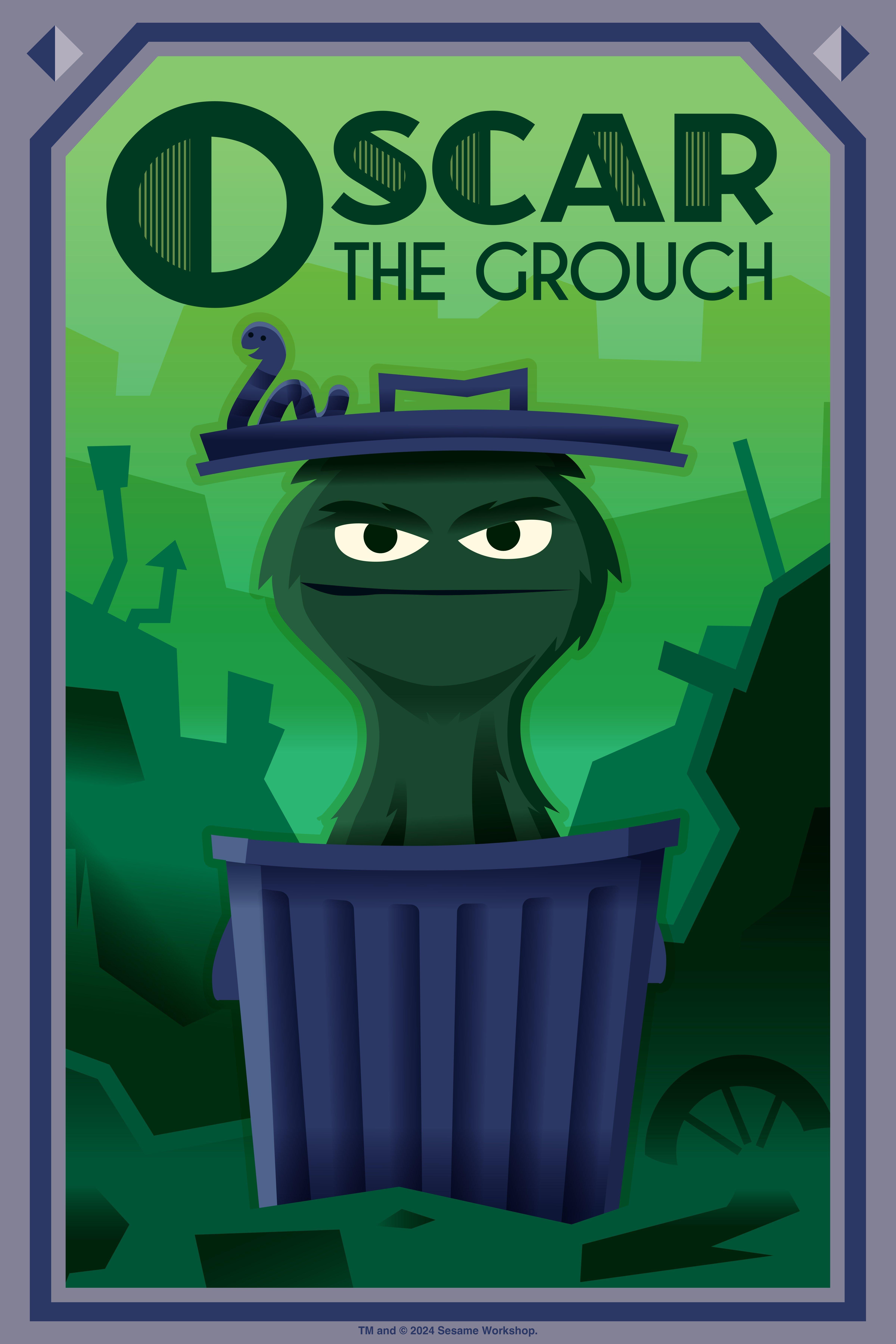 Sesame Street Oscar The Grouch Art Deco Poster, , hi-res