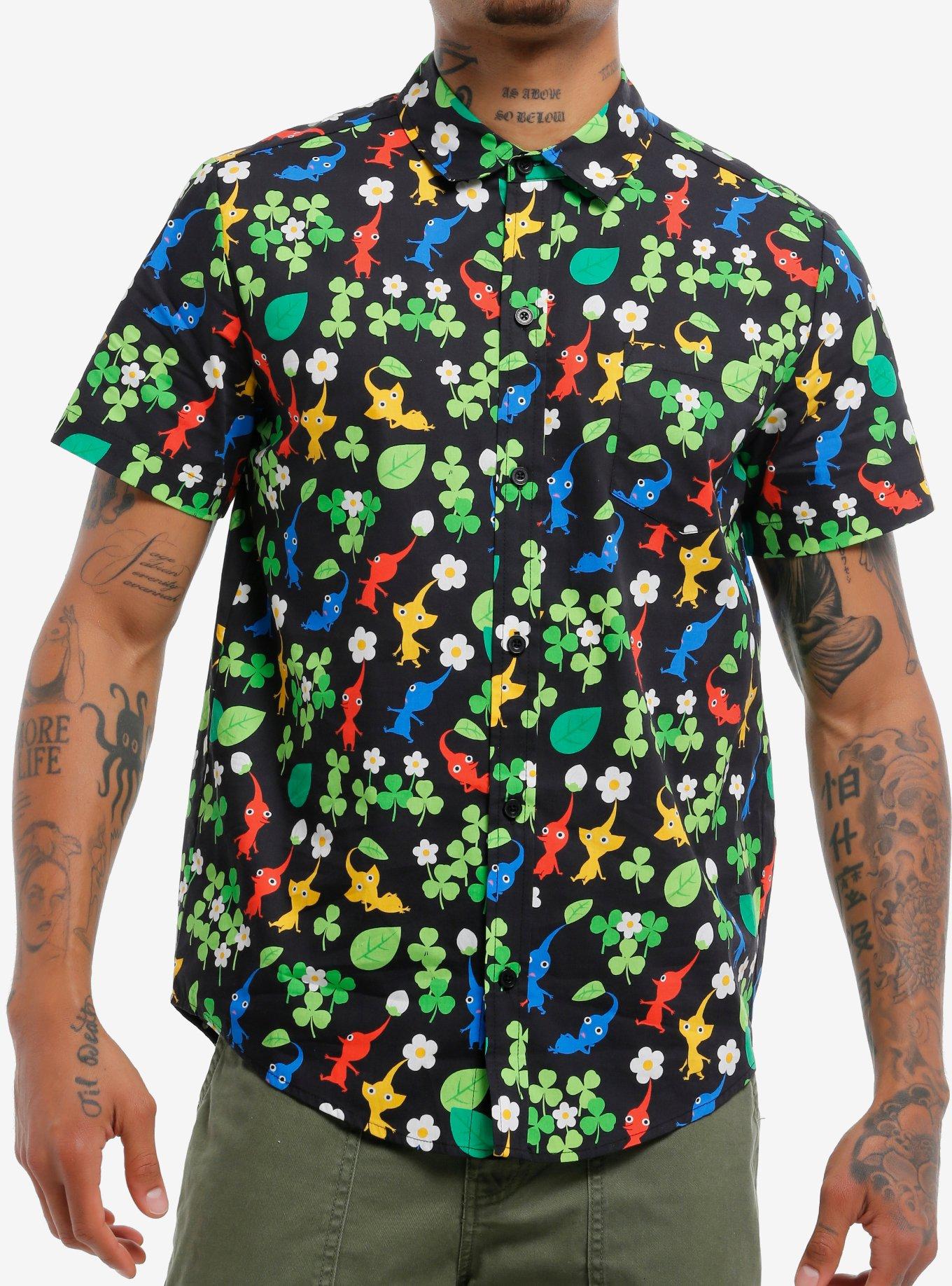 pikmin dress shirt Pikmin Character Clover Woven Button-Up