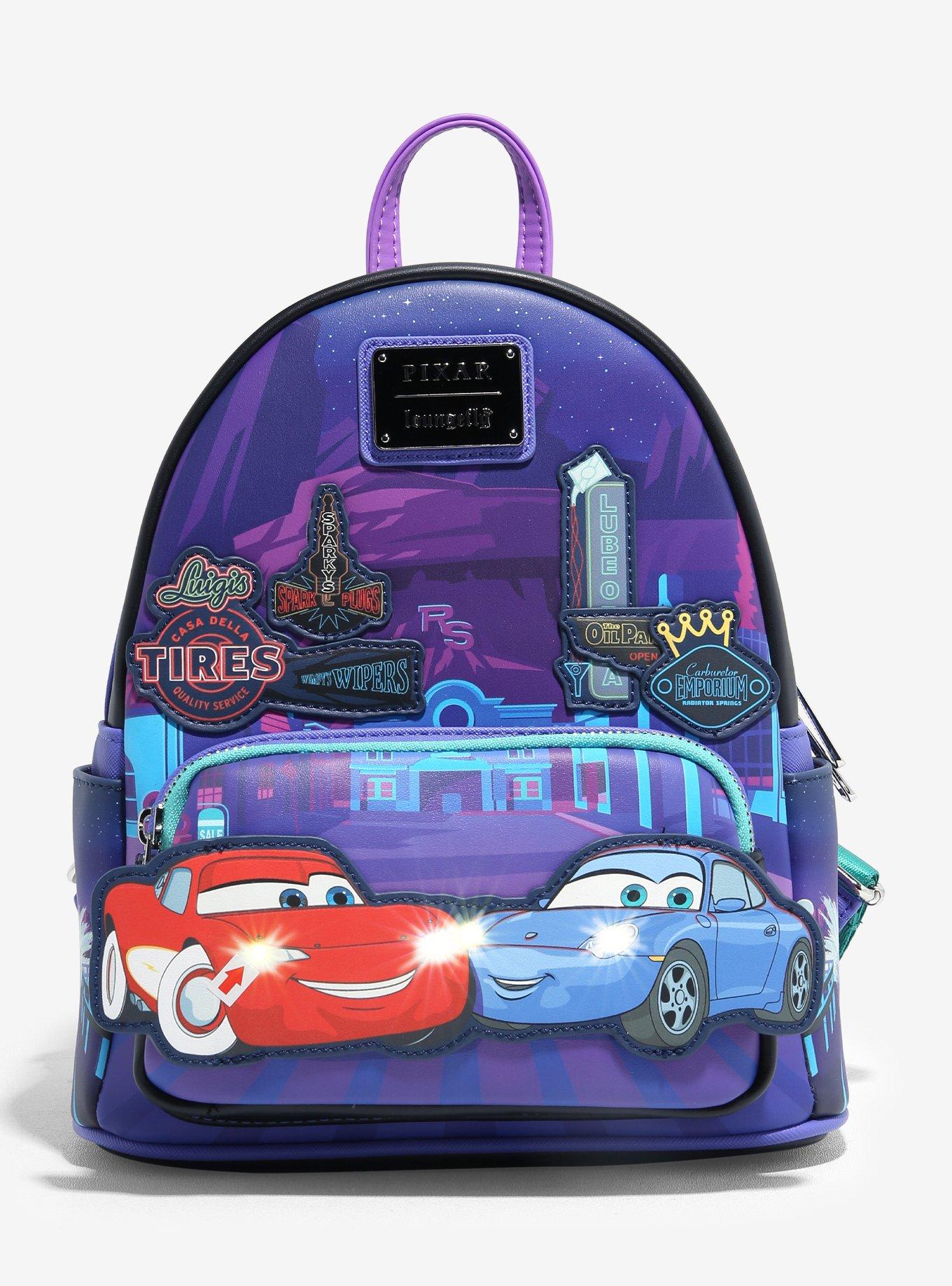 Loungefly Disney Pixar Cars Lightning McQueen & Sally Nighttime Light-Up Mini Backpack — BoxLunch Exclusive, , hi-res