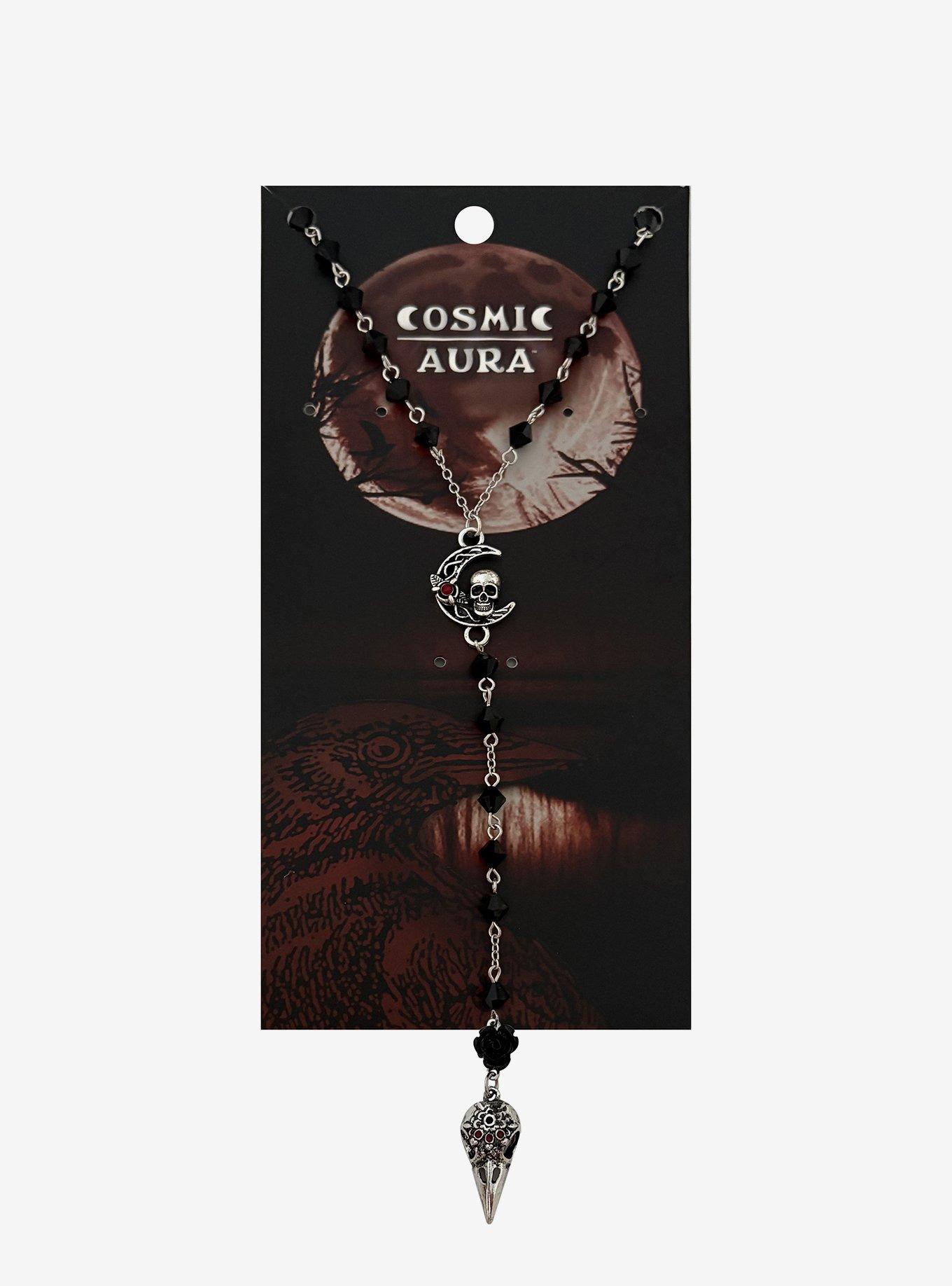Cosmic Aura Raven Skull Moon Rosary Necklace | Hot Topic Cosmic Aura Raven Skull Moon Rosary Necklace | Hot Topic