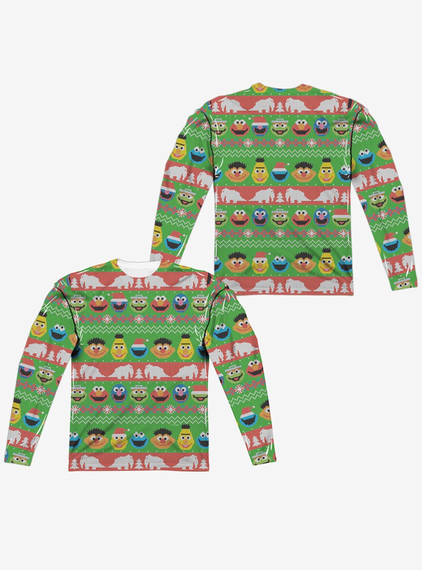 Sesame Street Christmas Sweater Print Long Sleeve Sublimated T-Shirt, , hi-res