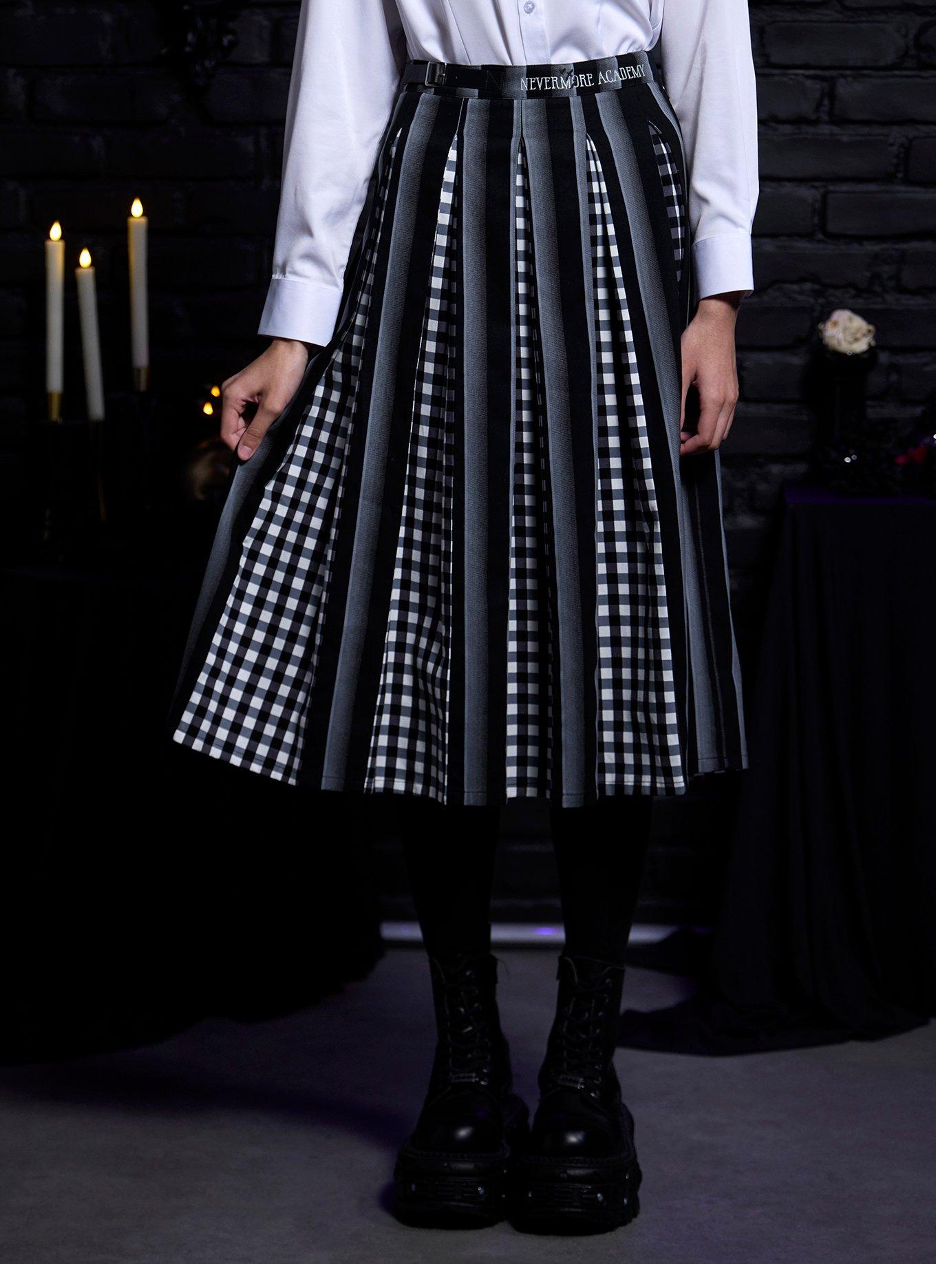 Wednesday Nevermore Academy Uniform Pleated Midi Skirt, , hi-res