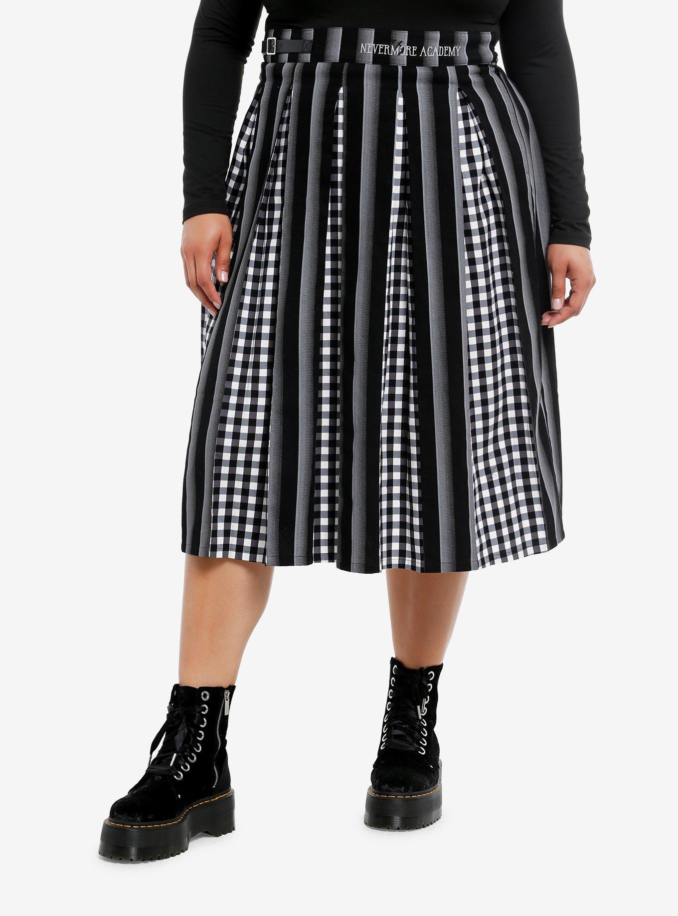 Wednesday Nevermore Academy Uniform Pleated Midi Skirt Plus Size, , hi-res