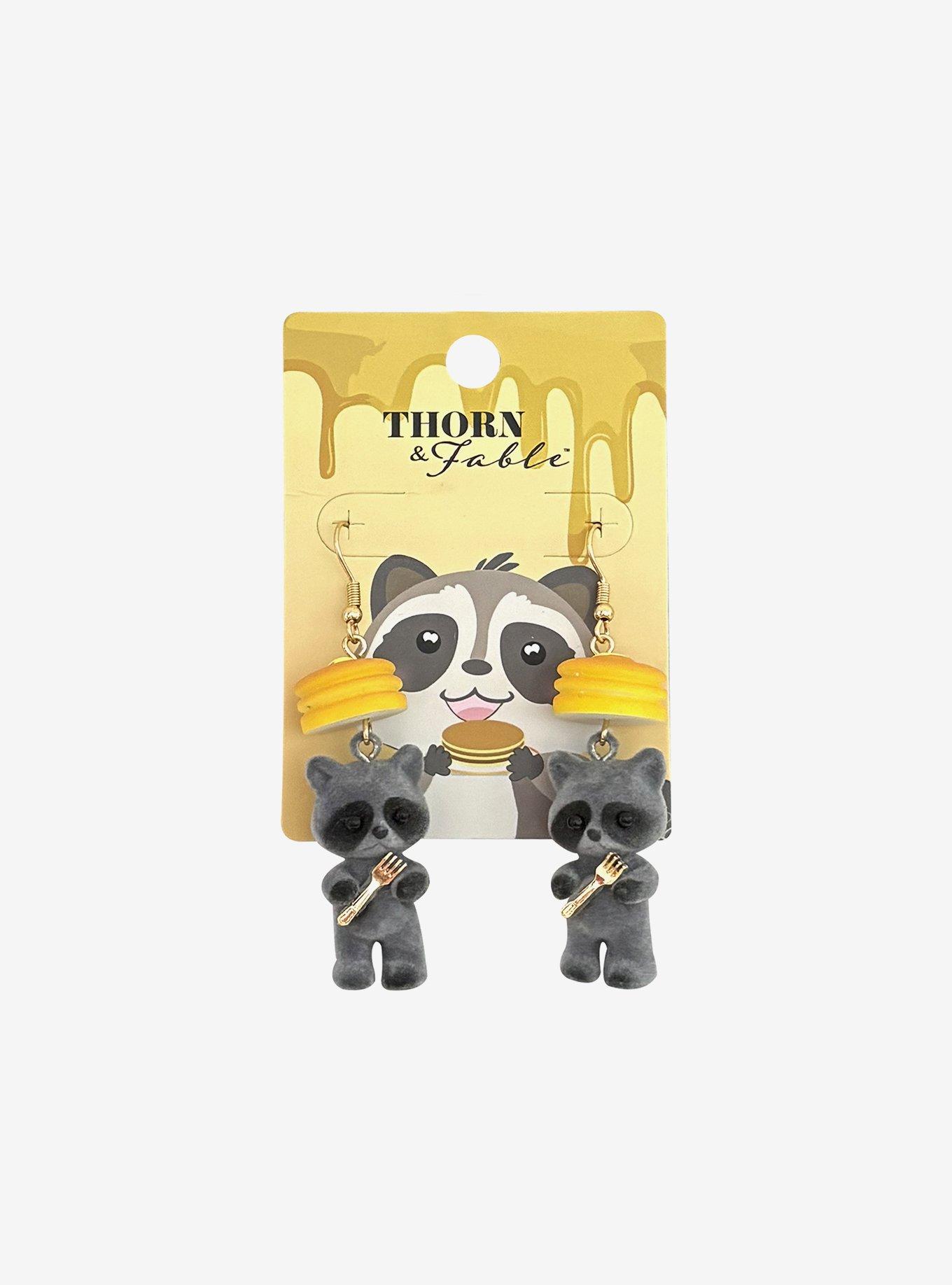 Thorn & Fable Pancake Raccoon Drop Earrings, , hi-res