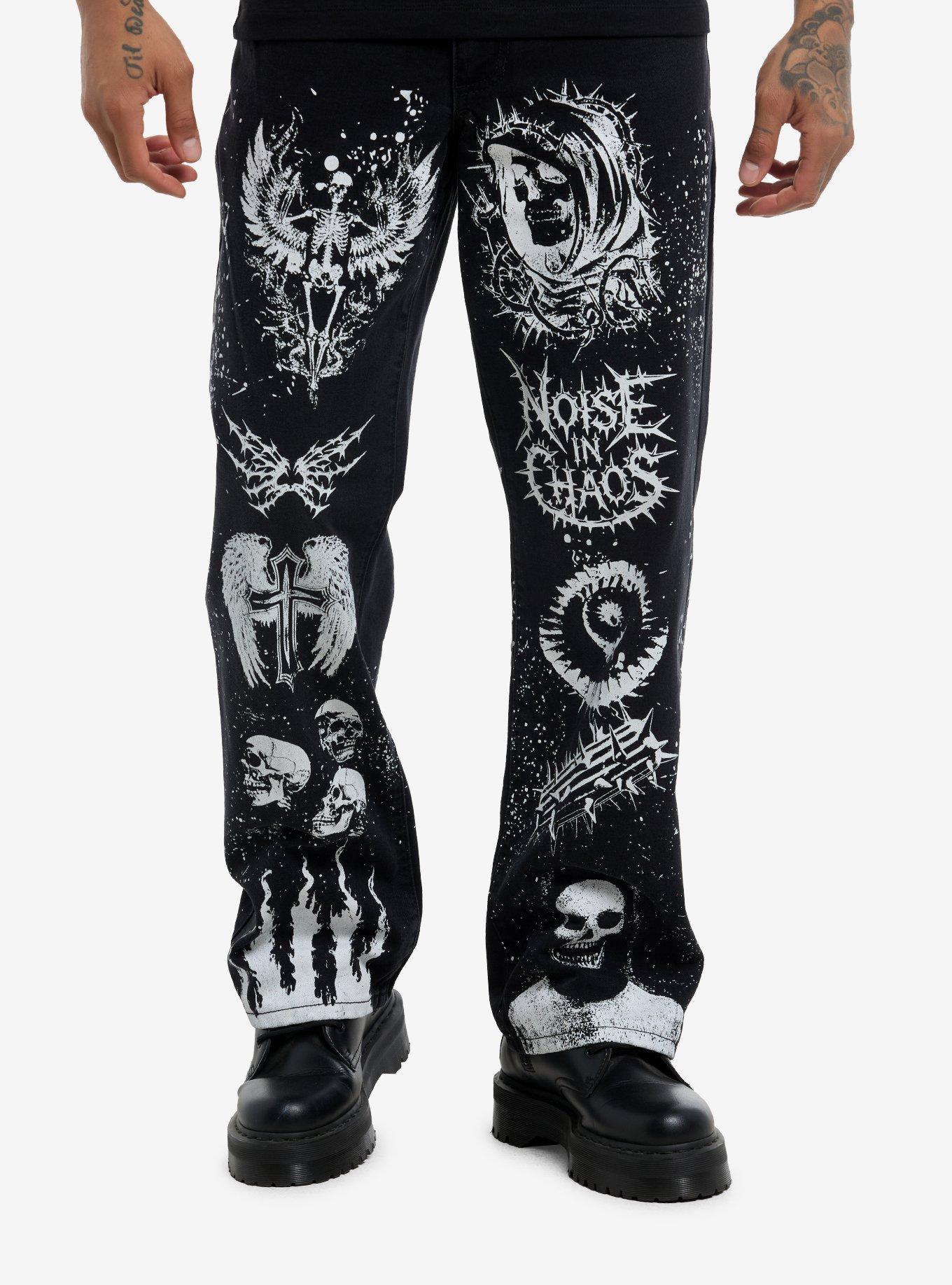 Grim Reaper Chaos Black Wide Leg Jeans, , hi-res