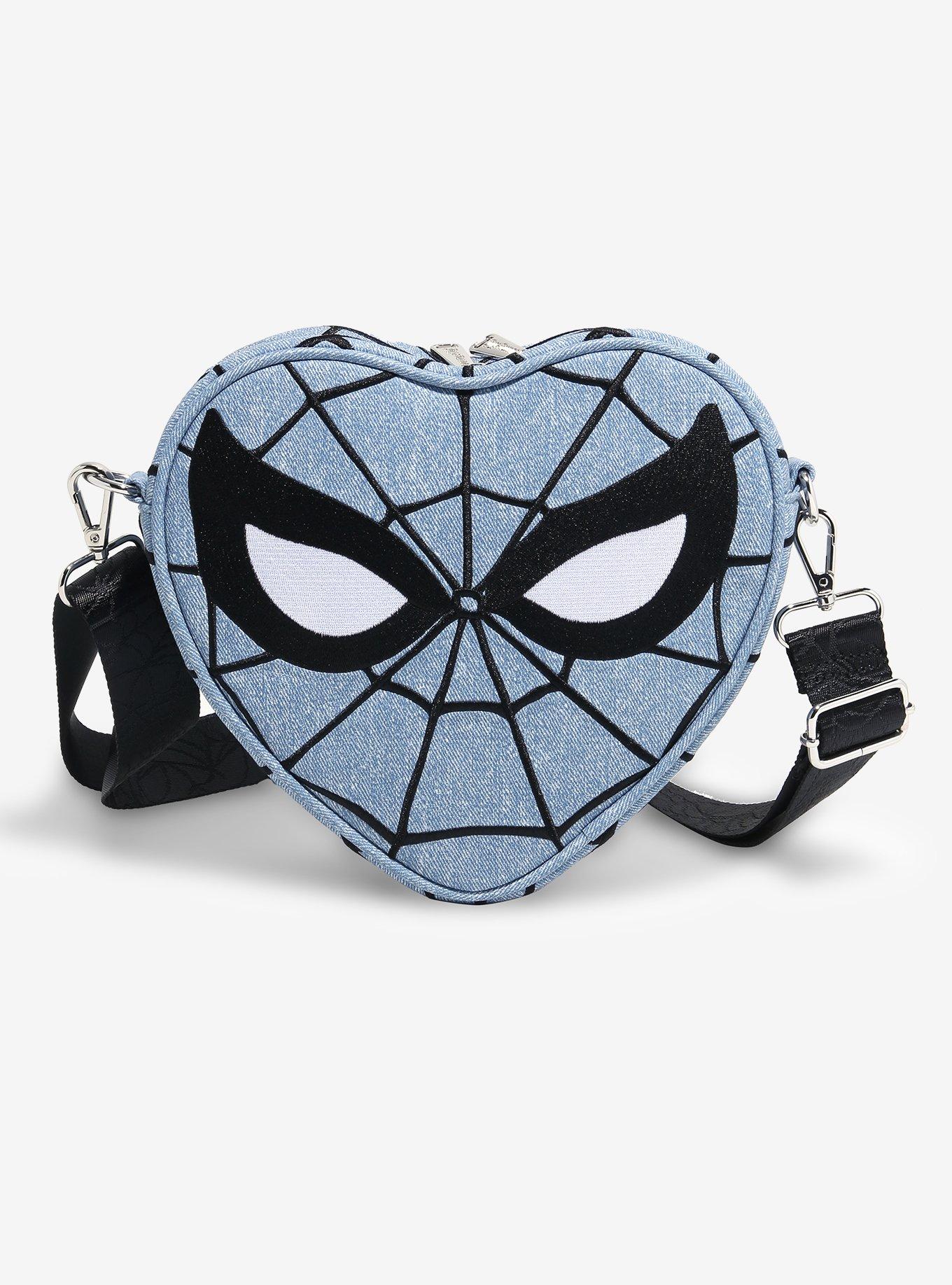 Loungefly Marvel Spider-Man Heart-Shaped Denim Crossbody — BoxLunch Exclusive, , hi-res