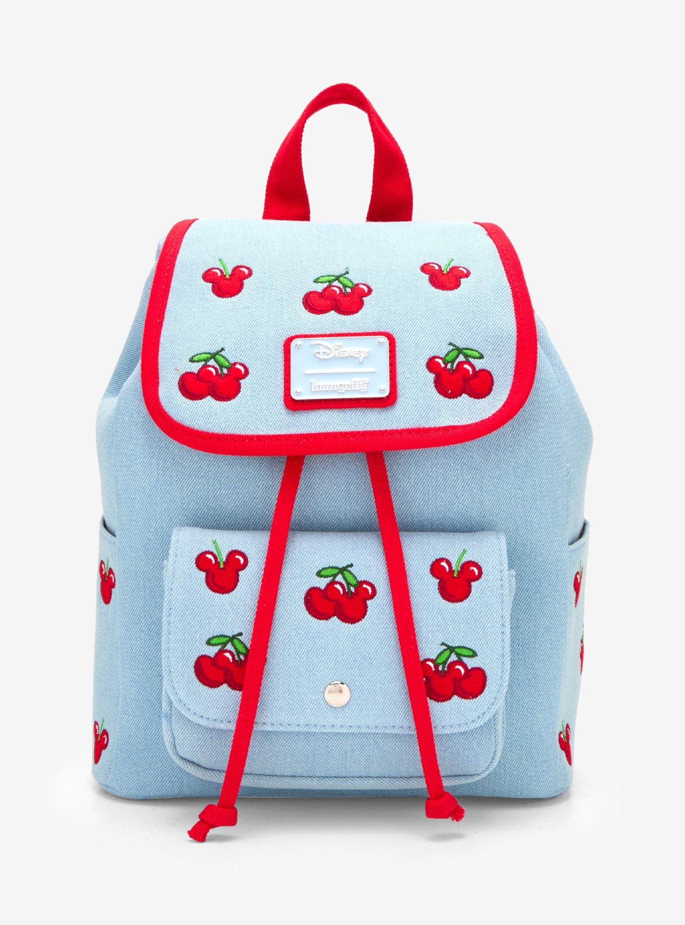 Loungefly Disney Mickey Mouse Cherries Denim Mini Backpack