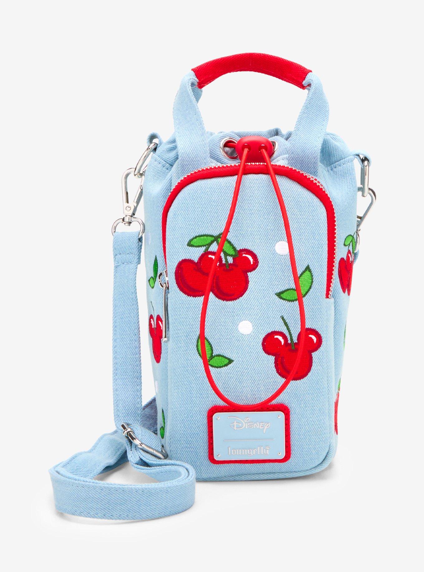 Loungefly Disney Mickey Mouse Cherries Denim Water Bottle Holder Crossbody Bag - BoxLunch Exclusive, , hi-res