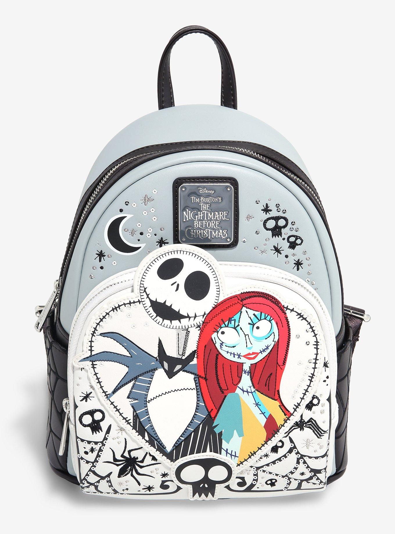 Loungefly Disney The Nightmare Before Christmas Jack & Sally Heart Mini Backpack — BoxLunch Exclusive, , hi-res