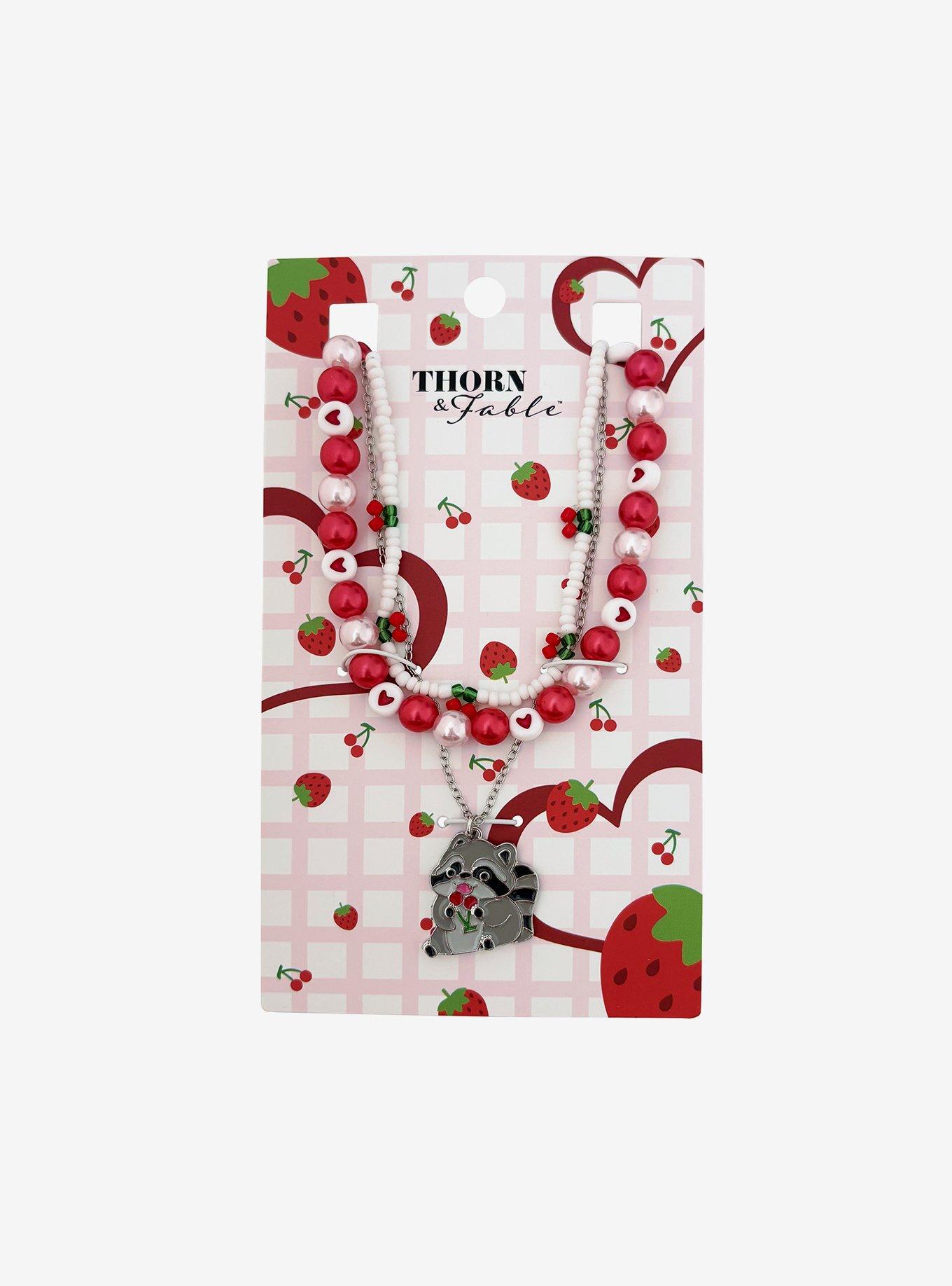 Thorn & Fable Raccoon Cherry Necklace Set, , hi-res