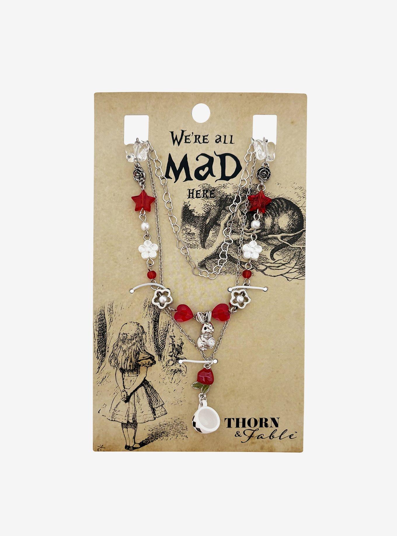 Thorn & Fable Alice's Adventures In Wonderland Rabbit & Teacup Necklace Set, , hi-res