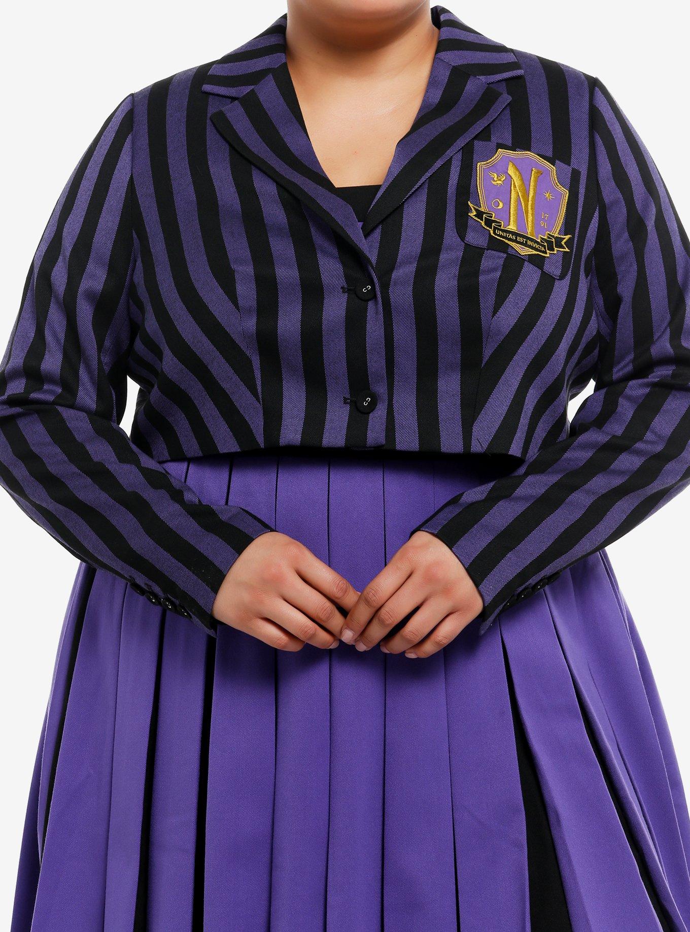 Wednesday Enid Nevermore Academy Uniform Crop Blazer Plus Size, , hi-res
