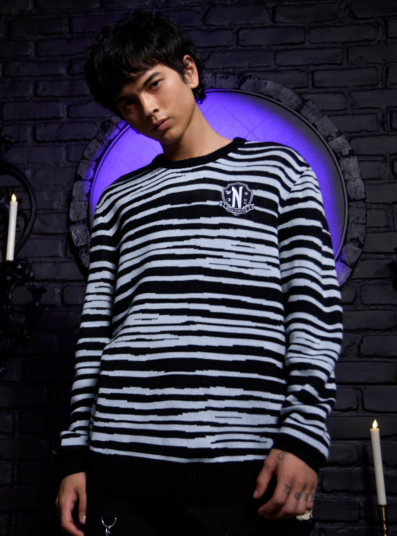 Wednesday Pugsley Stripe Intarsia Sweater, , hi-res