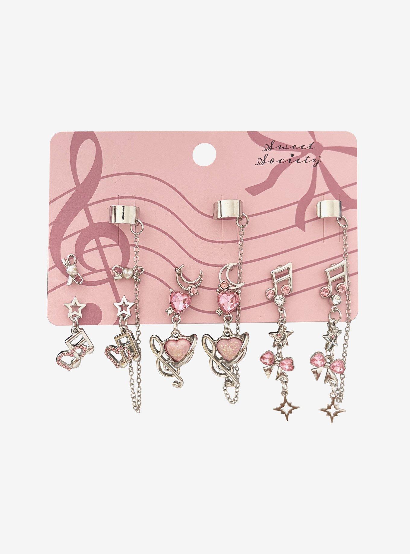 Sweet Society Pink Music Note Earring Set, , hi-res