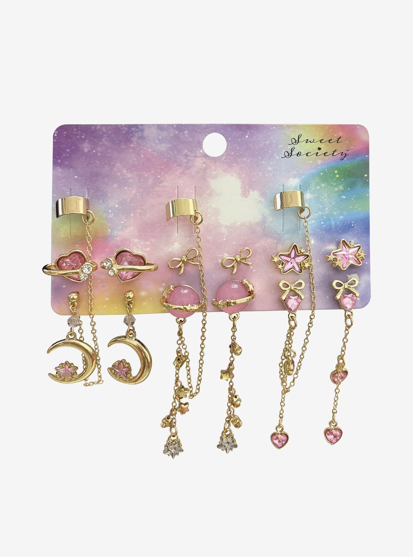 Sweet Society Pink Celestial Gem Earring Set, , hi-res