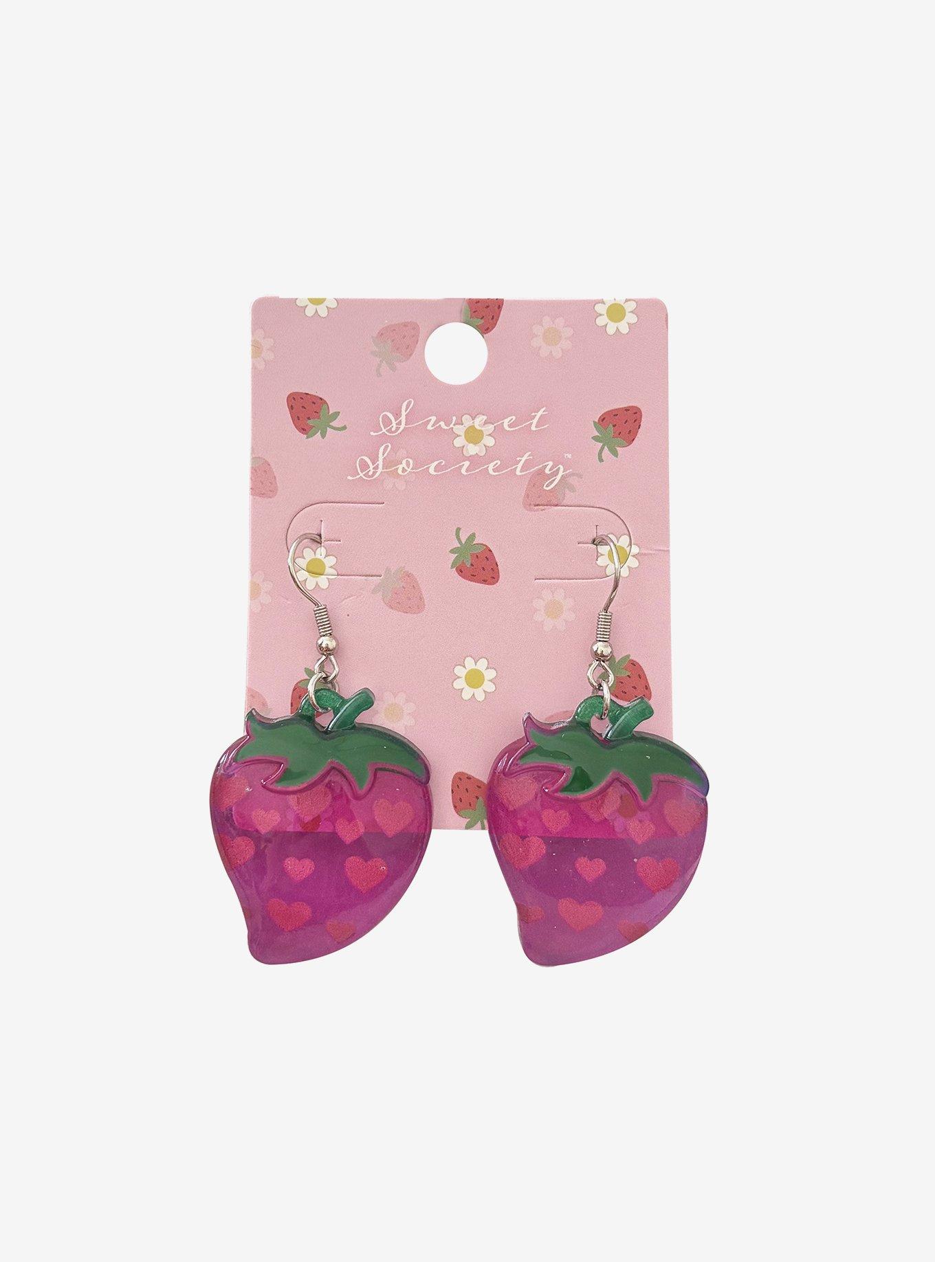 Sweet Society Strawberry Heart Drop Earrings, , hi-res