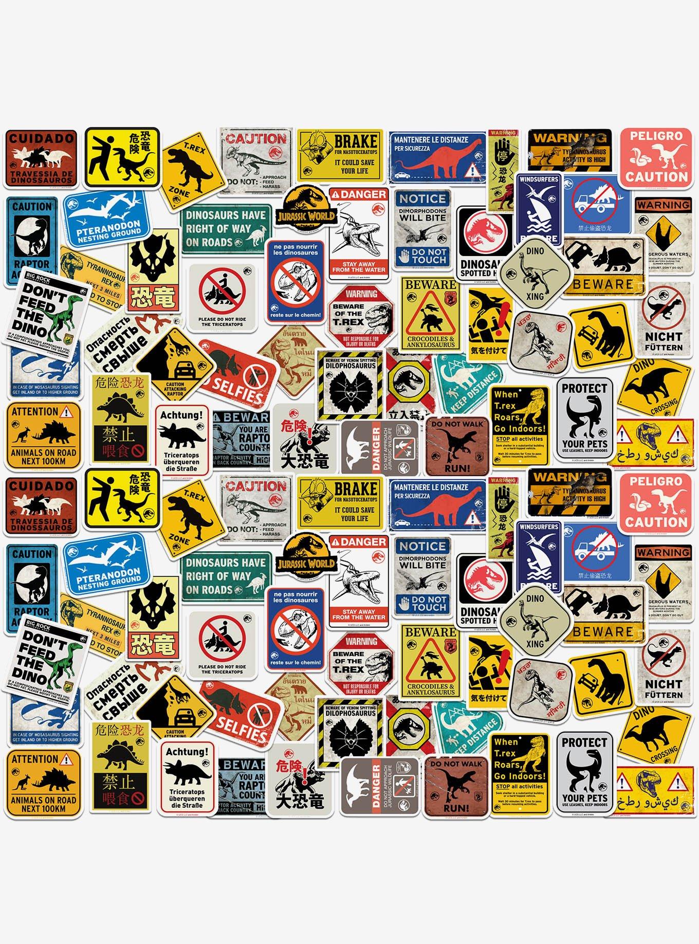 Jurassic World Caution Signs 100ct Vinyl Stickers Variety Pack, , hi-res