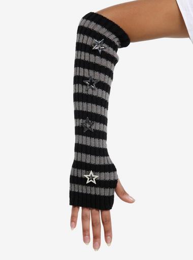 Grey & Black Stripe Star Charm Arm Warmers | Hot Topic