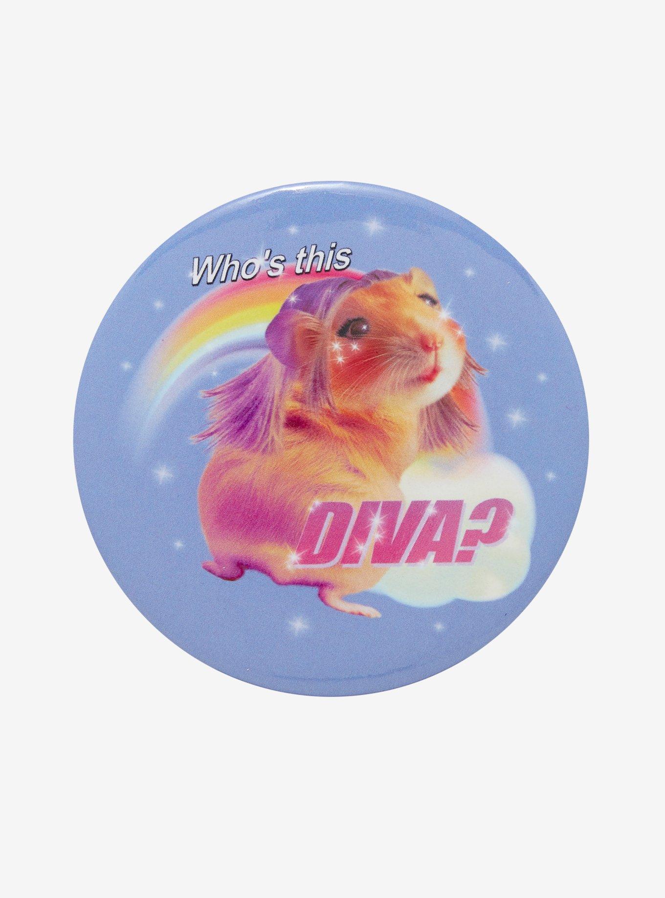 Hamster Diva 3 Inch Button, , hi-res
