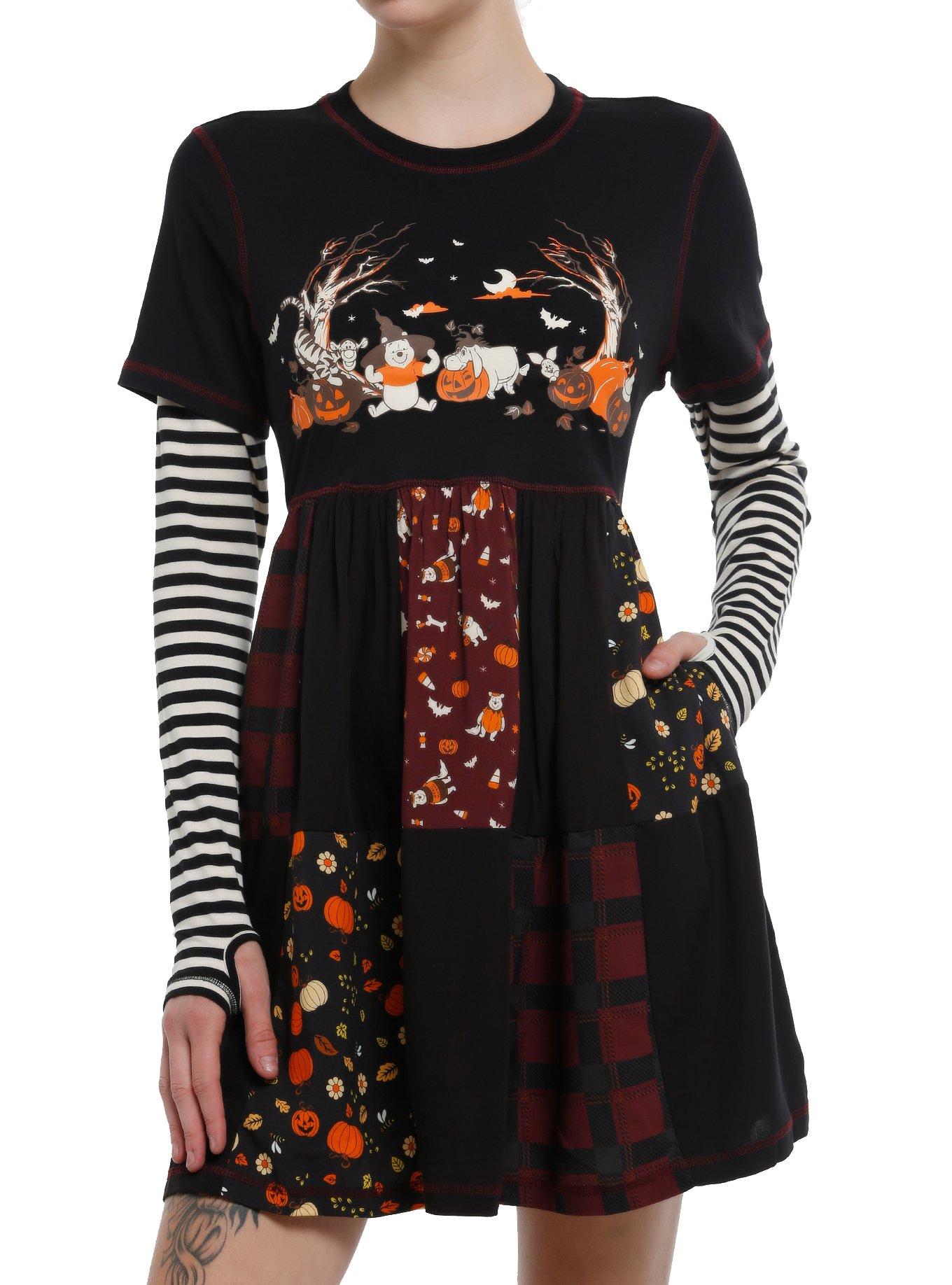 Her Universe Disney Winnie The Pooh Halloween Patchwork Twofer Dress, , hi-res