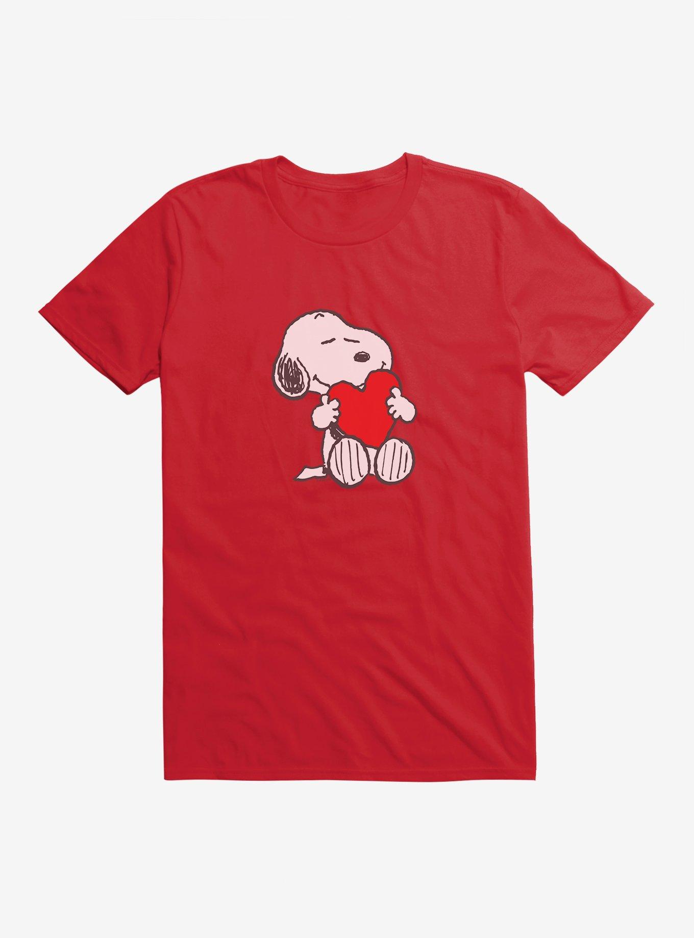 Peanuts Snoopy Valentine's Day Heart Card T-Shirt, RED, hi-res