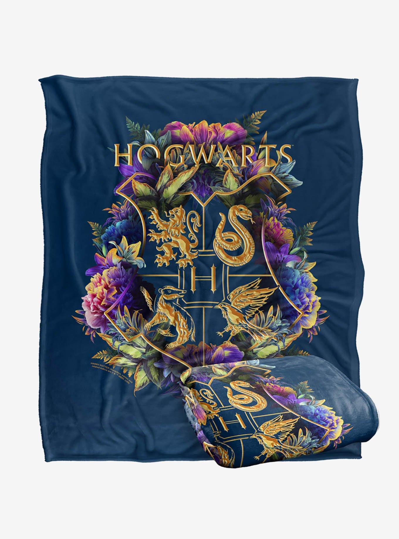 Harry Potter Hogwarts Floral Crest 50x60" Throw Blanket, , hi-res