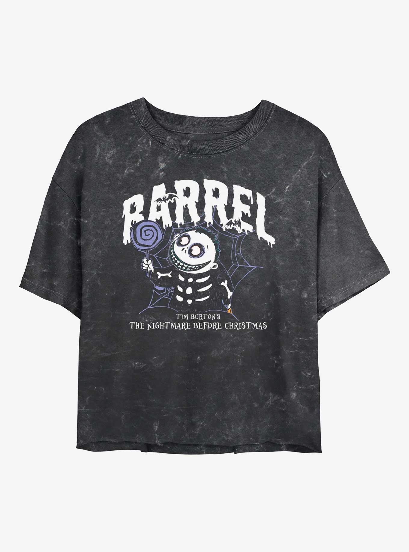 Disney The Nightmare Before Christmas Collegiate Barrel Mineral Wash Womens Crop T-Shirt, , hi-res