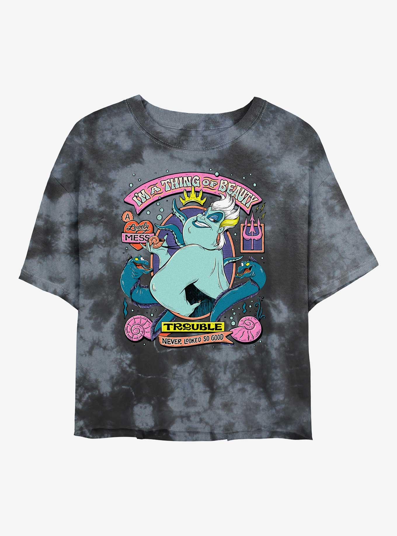 Disney Villains Thing Of Beauty Girls Tie-Dye Crop T-Shirt, BLKCHAR, hi-res