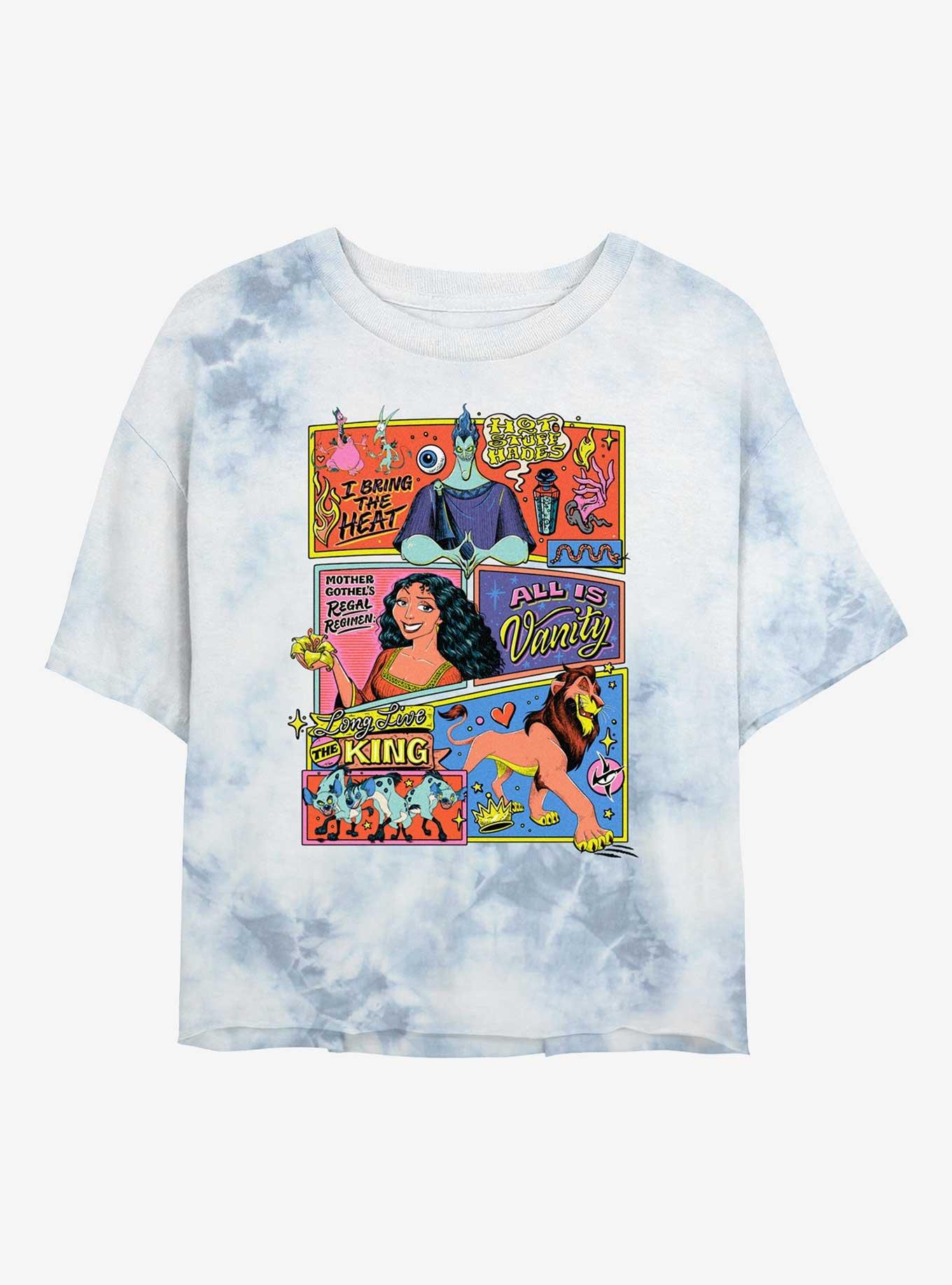 Disney Villains Collage Villains Girls Tie-Dye Crop T-Shirt, WHITEBLUE, hi-res