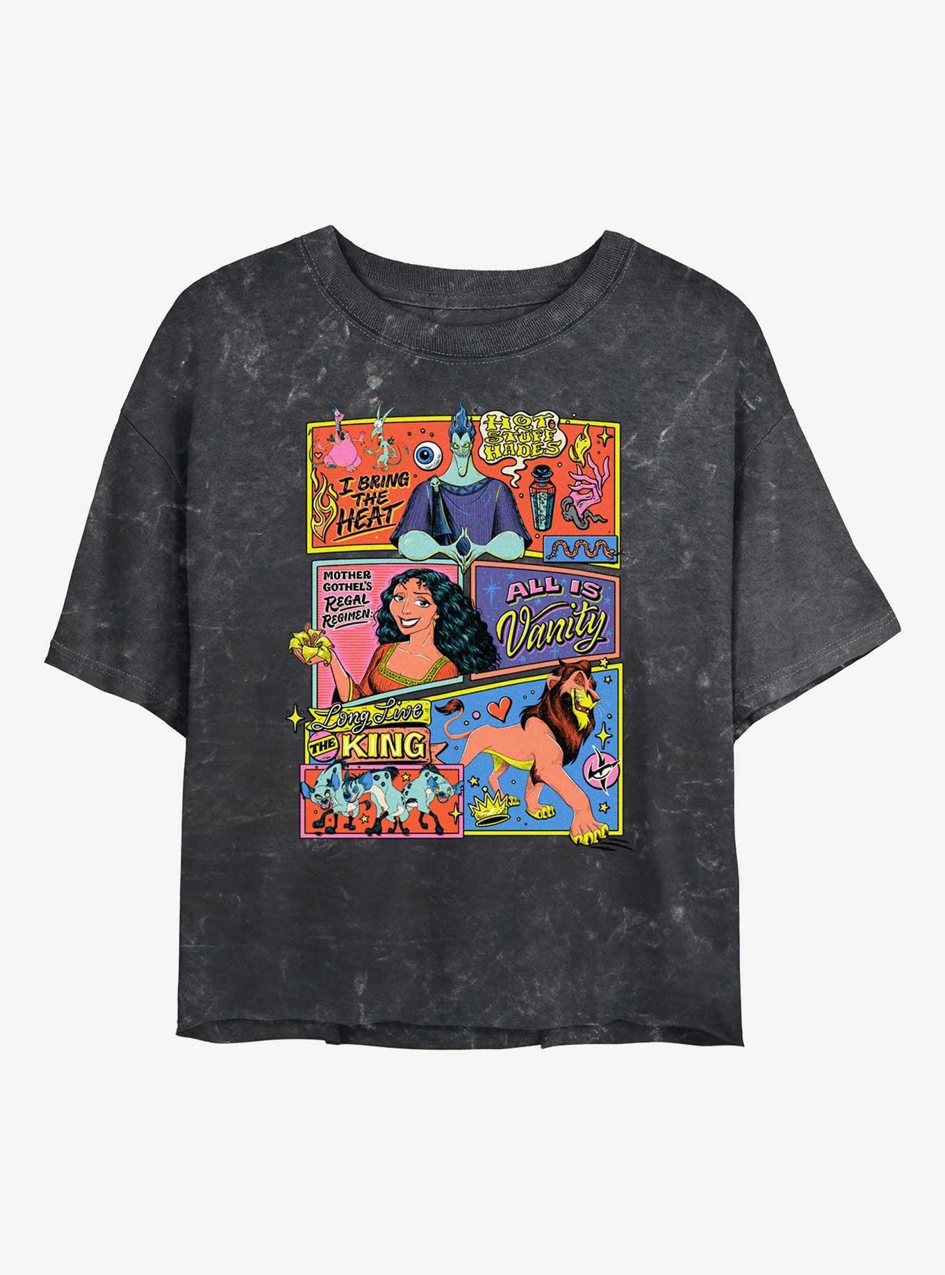 Disney Villains Collage Girls Mineral Wash Crop T-Shirt