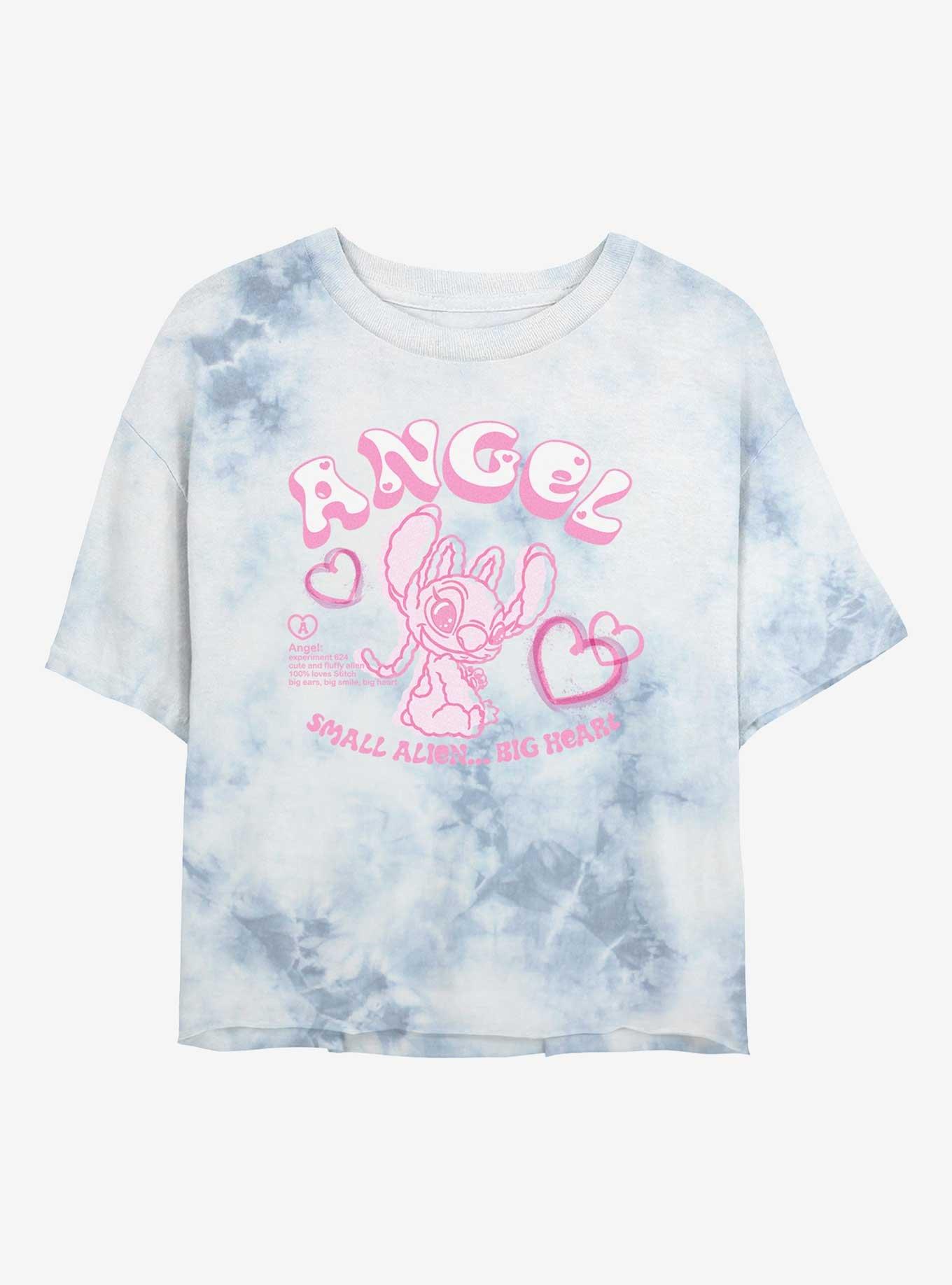 Disney Lilo & Stitch Big Smile Big Heart Girls Tie-Dye Crop T-Shirt, WHITEBLUE, hi-res