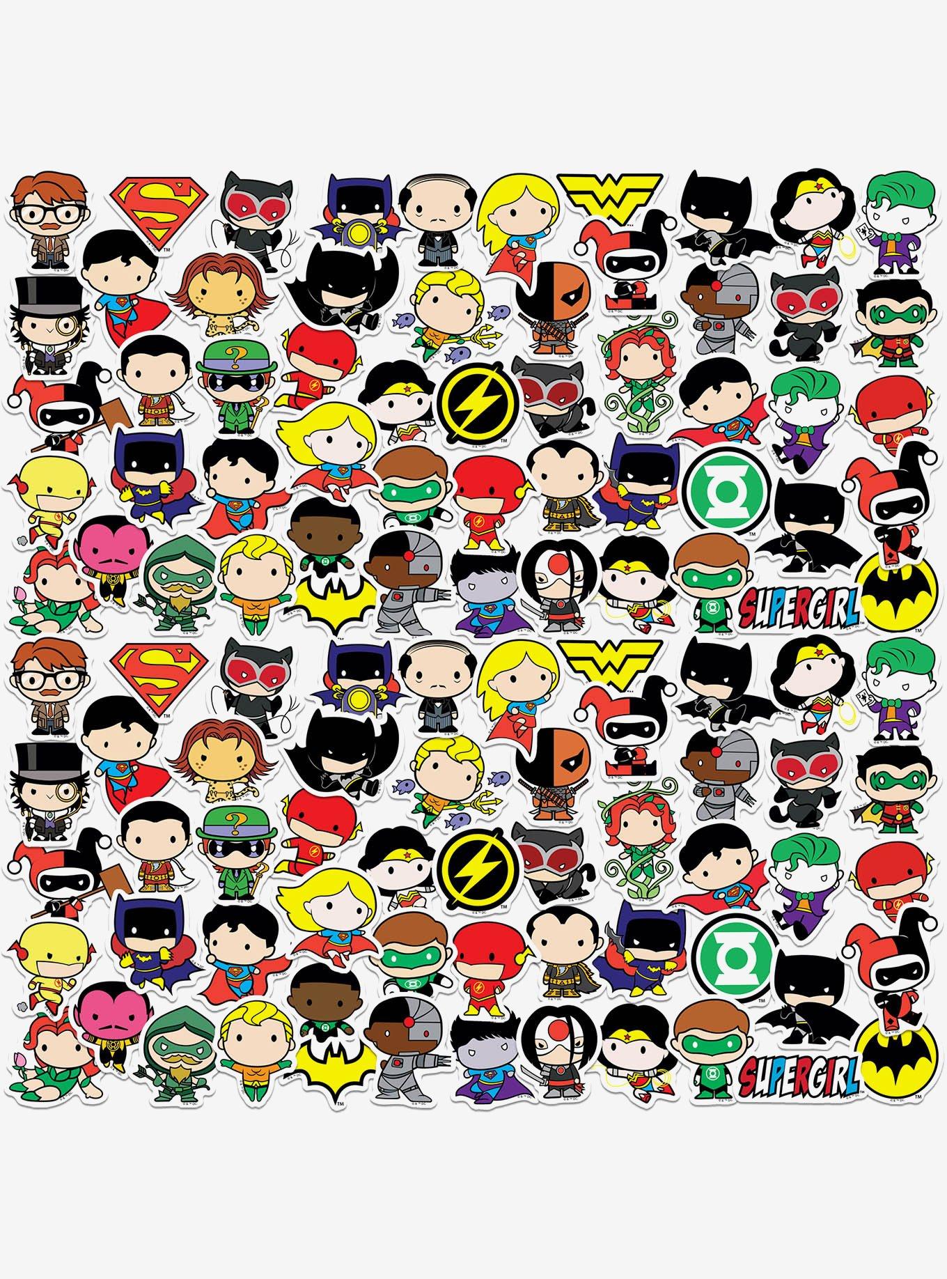 DC Comics Justice League Chibi Superhero 100ct Vinyl Stickers Variety Pack, , hi-res