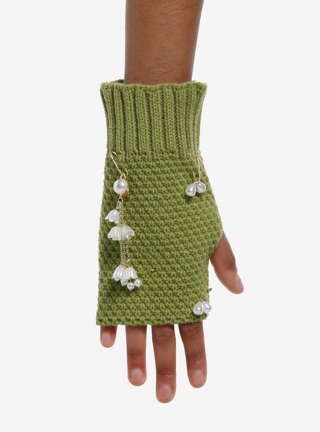【LOTSYOU】Holiday Flower Knit Gloves White LOTSYOU】Holiday Flower Knit Gloves White