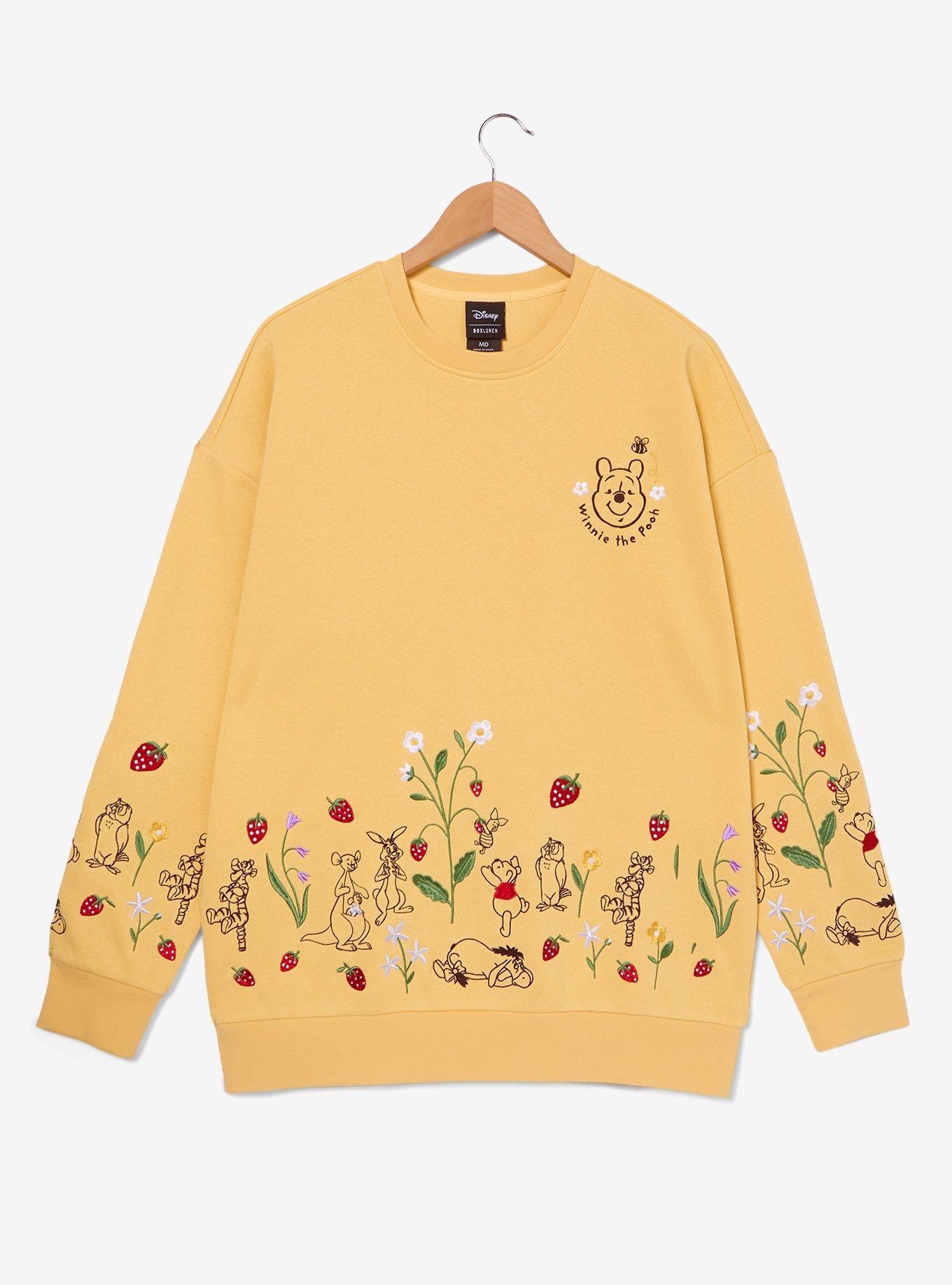 Winnie the Pooh Red Label グレー フード付きスウェット Disney Winnie the Pooh Strawberry Embroidered Crewneck - BoxLunch