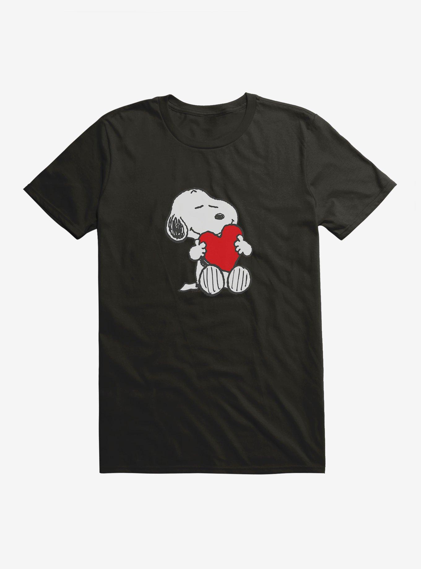 Peanuts Snoopy Valentine's Day Heart Card T-Shirt, BLACK, hi-res