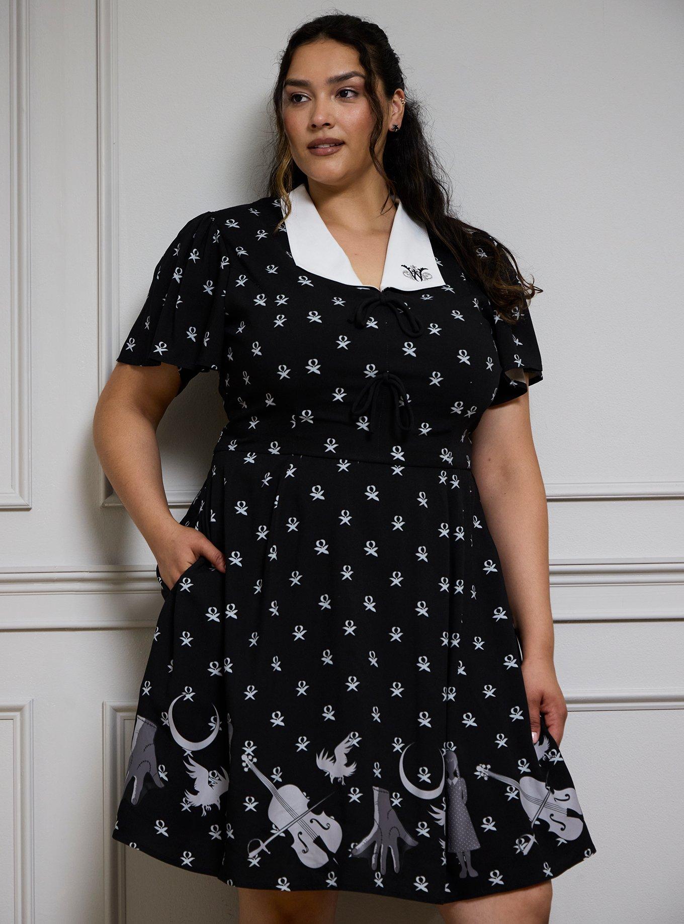 Wednesday Icons Plus Size Collared Dress - BoxLunch Exclusive, , hi-res