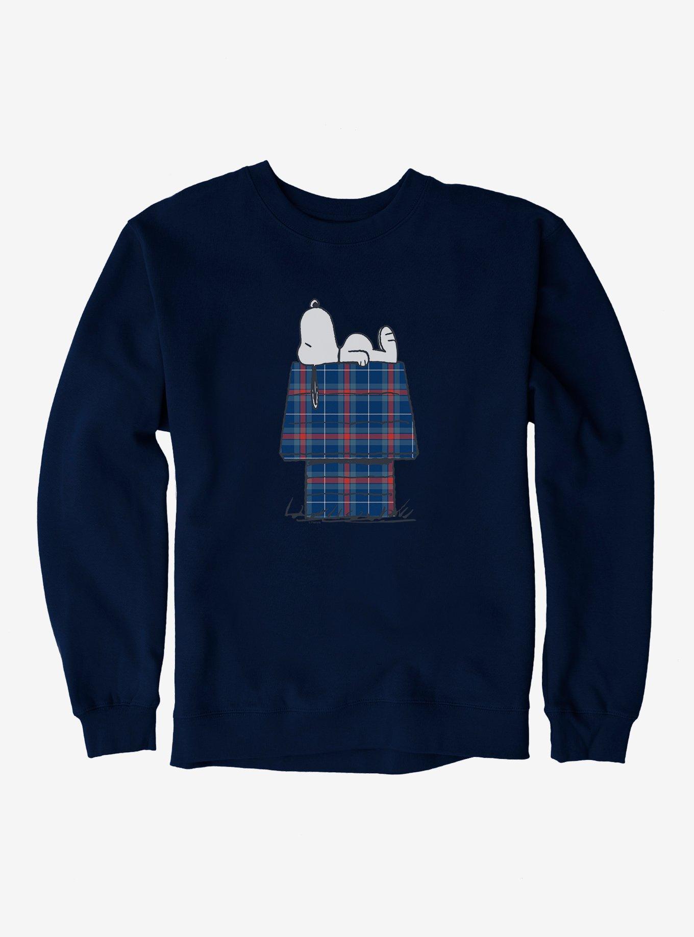 Peanuts Snoopy's Plaid House Sweatshirt, NAVY, hi-res