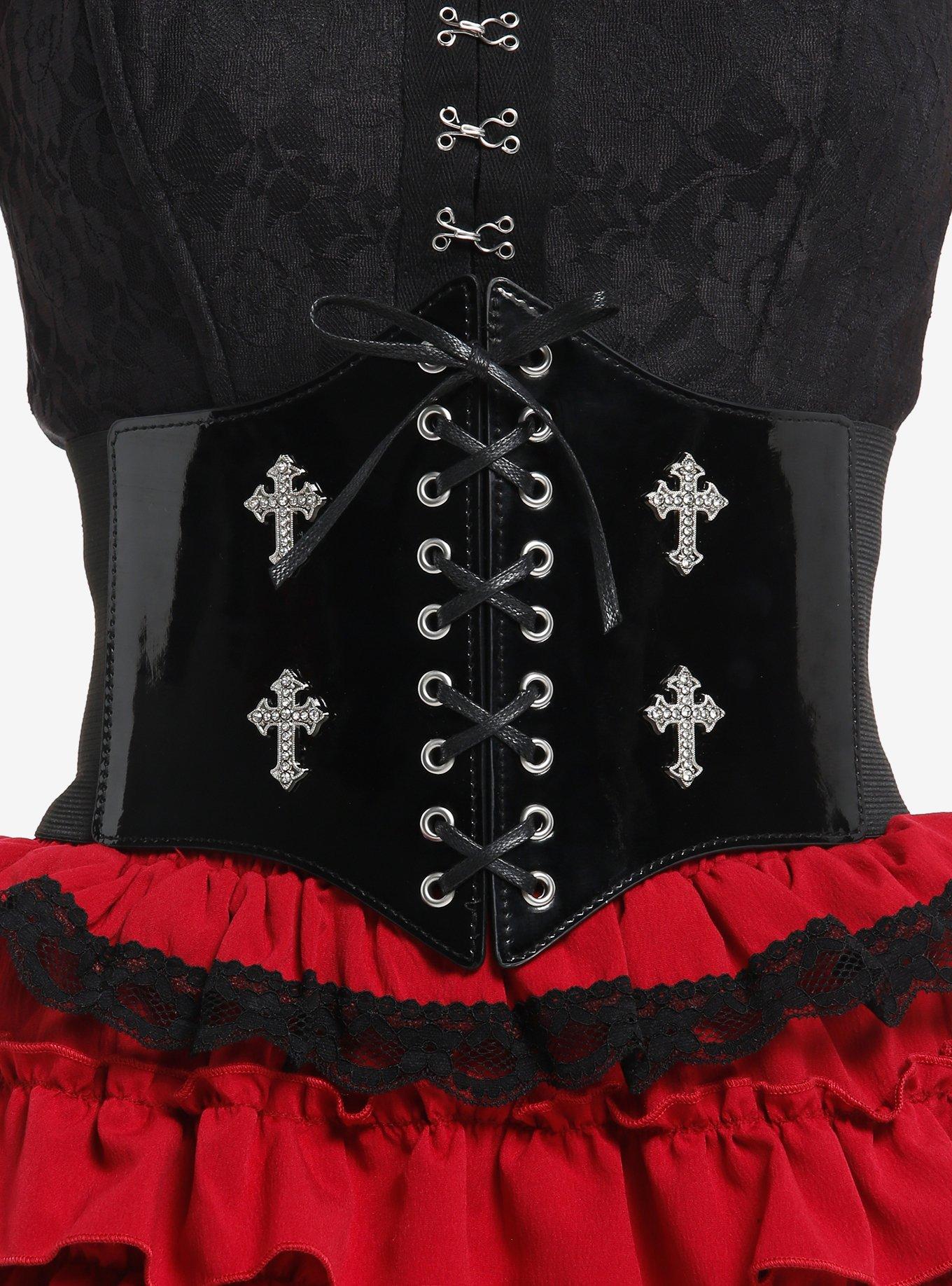 Bling Cross Lace-Up Corset Belt, , hi-res