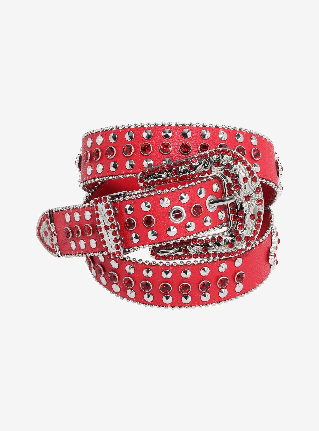 Red & Silver Cross Bling Belt