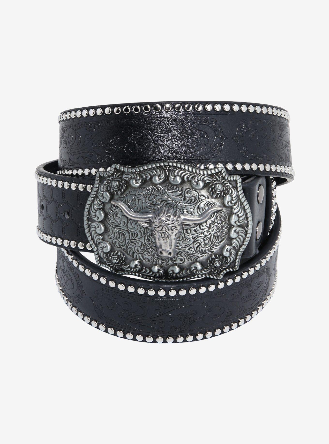 Bull Buckle Stud Belt, , hi-res