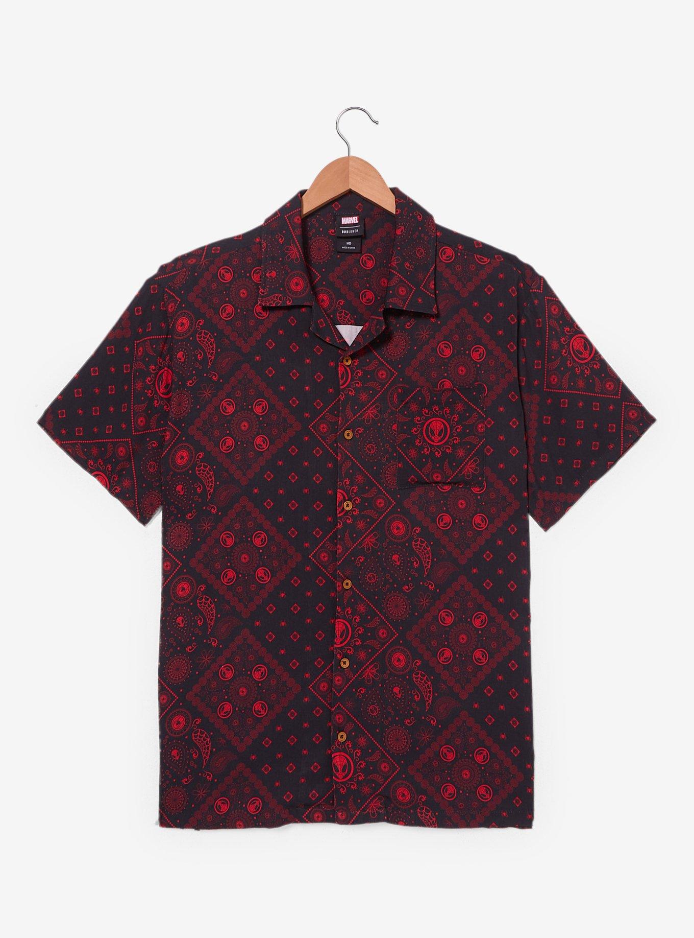Marvel Spider-Man Paisley Patterned Woven Button-Up - BoxLunch Exclusive, , hi-res